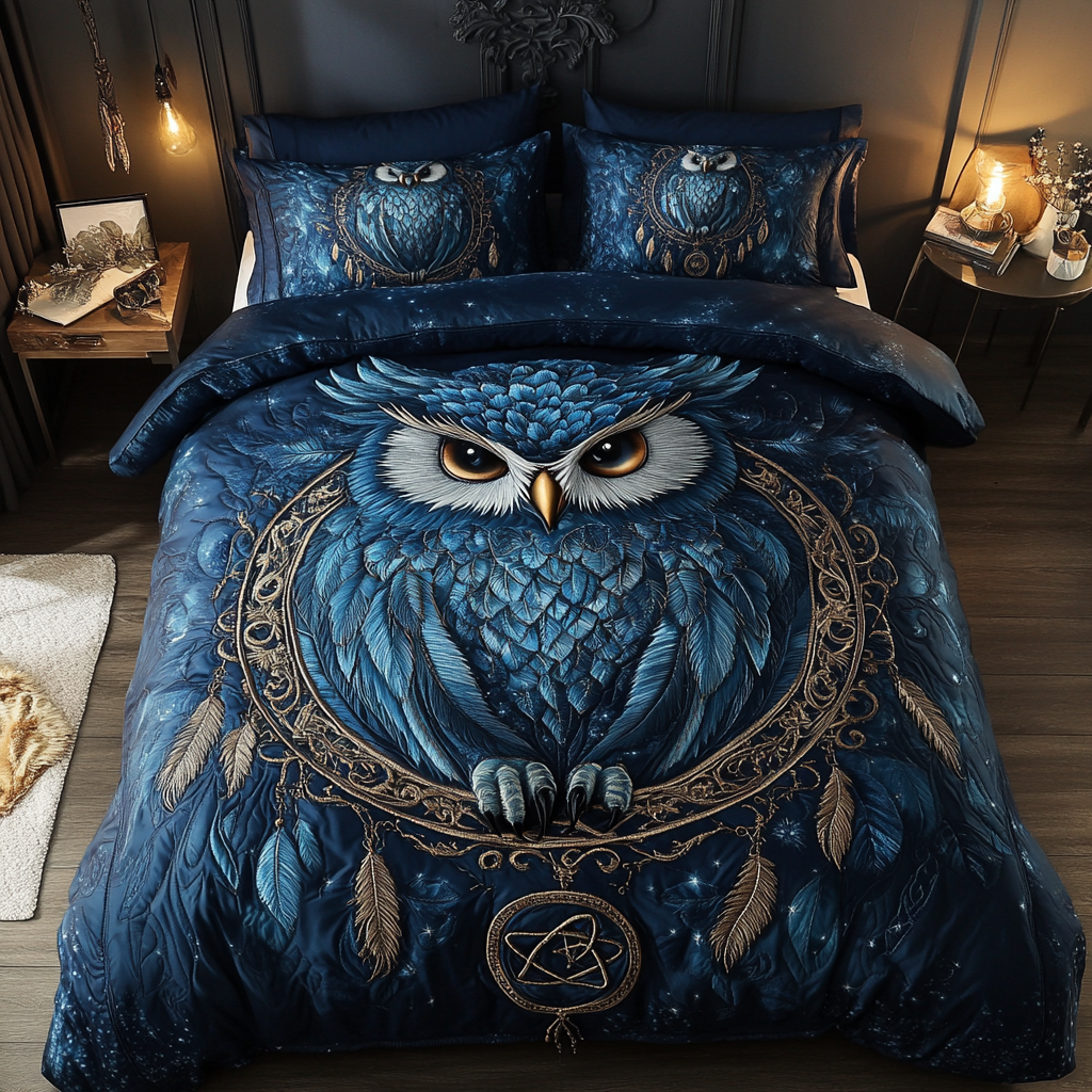 Mystic Eyes Quilted Bedding Set Owl Presents For Her Mystic Eyes Quilted Bedding Set Owl Presents For Her