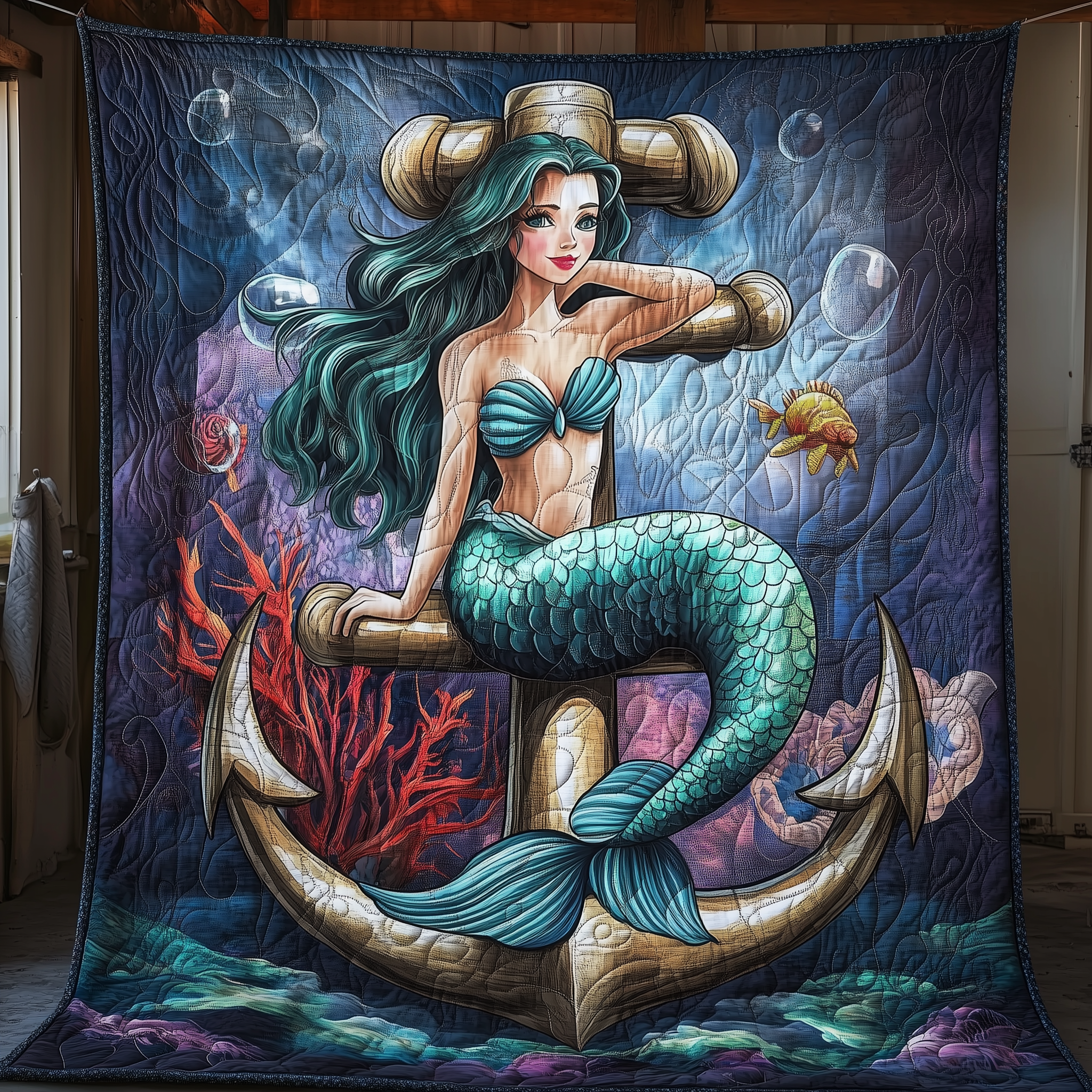 Mystic Mermaid Anchor Quilted Blanket Unique Throw Blanket Item Merch Best Gifts For Mermaid Lovers Mystic Mermaid Anchor Quilted Blanket Unique Throw Blanket Item Merch Best Gifts For Mermaid Lovers