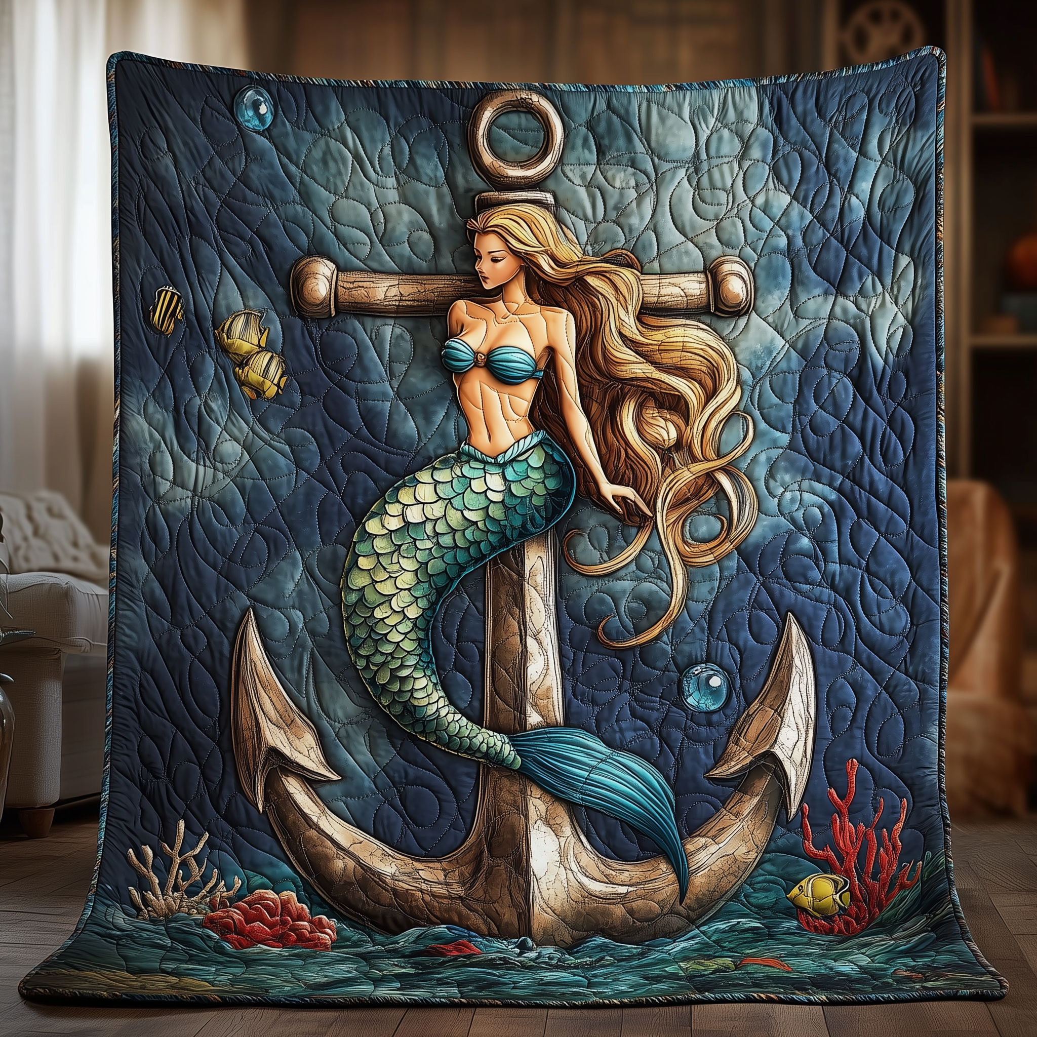 Mystic Mermaid Anchor Quilted Blanket Unique Throw Blanket Item Merch Mermaid Christmas Gifts Mystic Mermaid Anchor Quilted Blanket Unique Throw Blanket Item Merch Mermaid Christmas Gifts