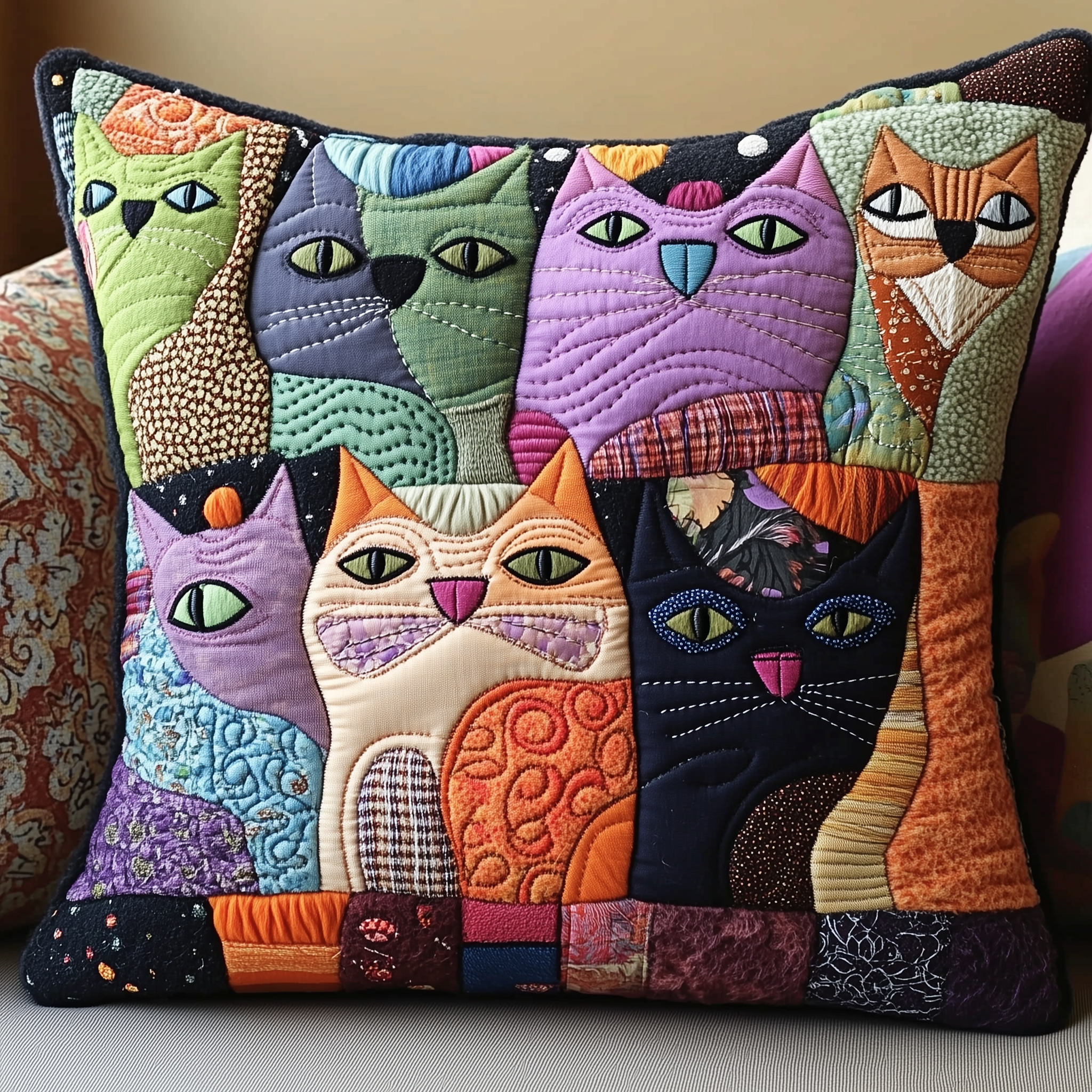 Mystic Odd Cats Quilted Pillow Case Wrap Your Dreams in Comfort with Luxurious Pillow Cases Mystic Odd Cats Quilted Pillow Case Wrap Your Dreams in Comfort with Luxurious Pillow Cases