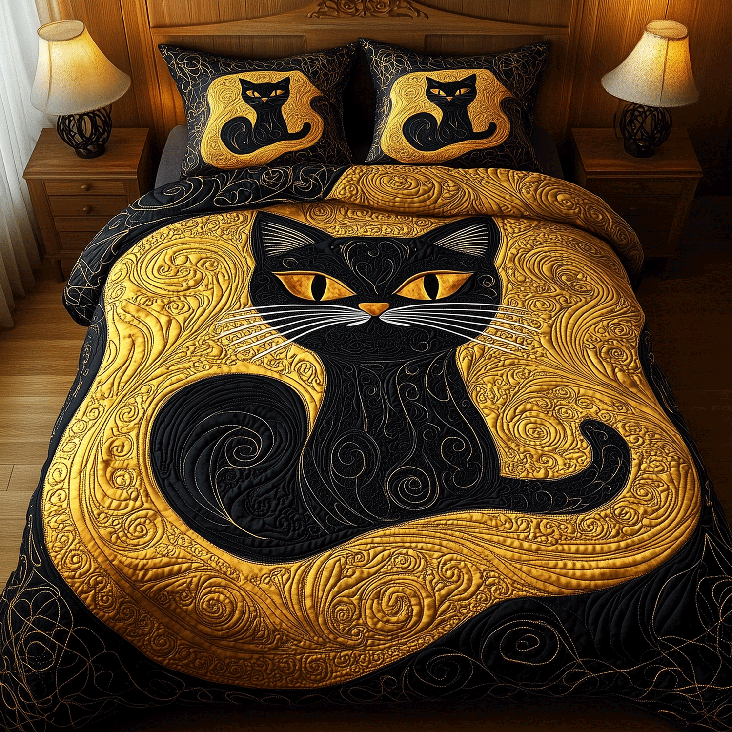 Mystical Whiskers Quilted Bedding Set Cat Presents For Women Mystical Whiskers Quilted Bedding Set Cat Presents For Women