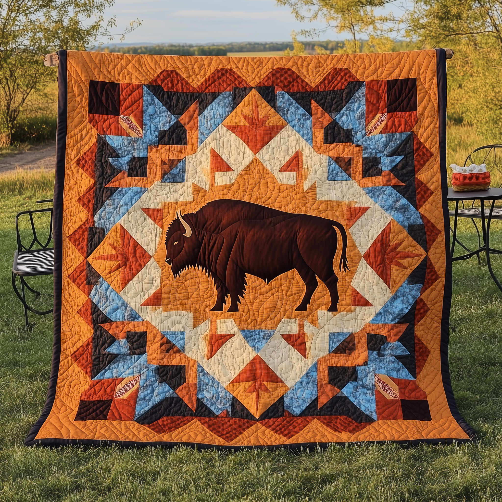 Native Bison Quilted Blanket Feel At Ease with a Blanket That's Perfectly Practical Native Bison Quilted Blanket Feel At Ease with a Blanket That's Perfectly Practical