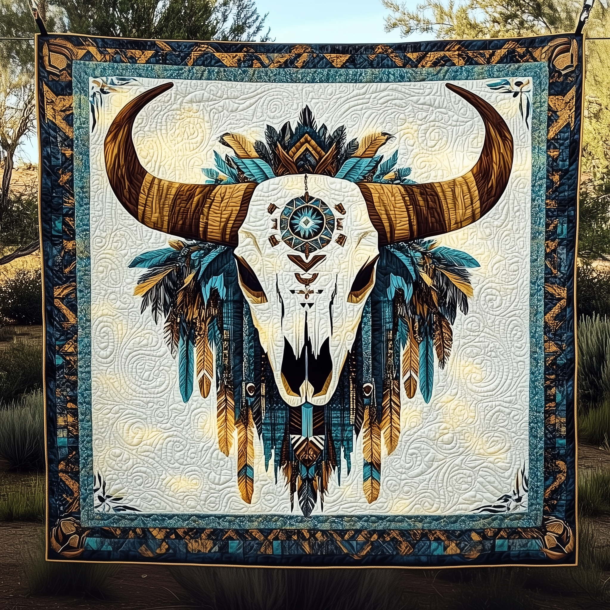 Native Bull Skull Quilted Blanket Nice Throw Blankets Gifts To Daughter From Mom Native Bull Skull Quilted Blanket Nice Throw Blankets Gifts To Daughter From Mom