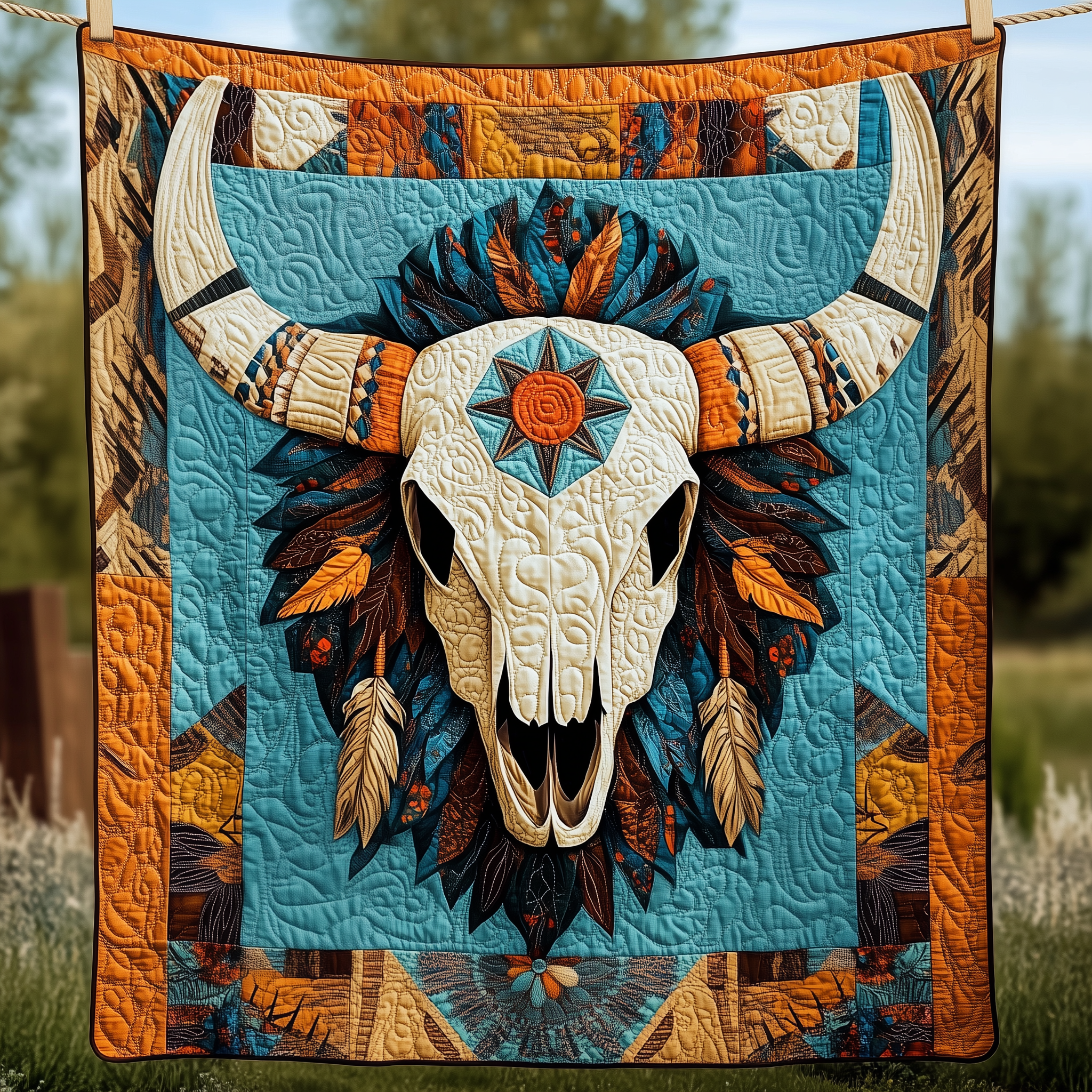 Native Bull Skull Quilted Blanket Nice Throw Blankets Mummy Daughter Gifts Native Bull Skull Quilted Blanket Nice Throw Blankets Mummy Daughter Gifts