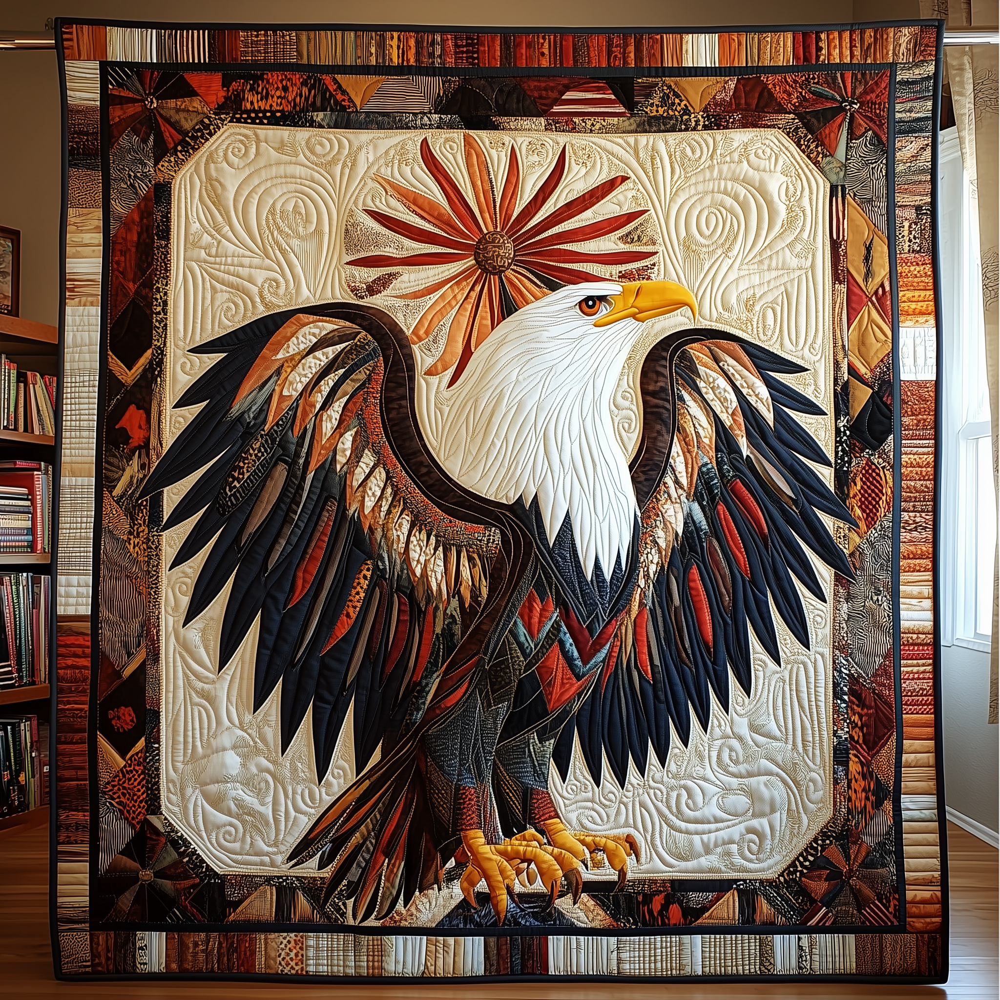 Native Eagle Protector Quilted Blanket Best Throw Blanket Eagle Gifts For Men Native Eagle Protector Quilted Blanket Best Throw Blanket Eagle Gifts For Men