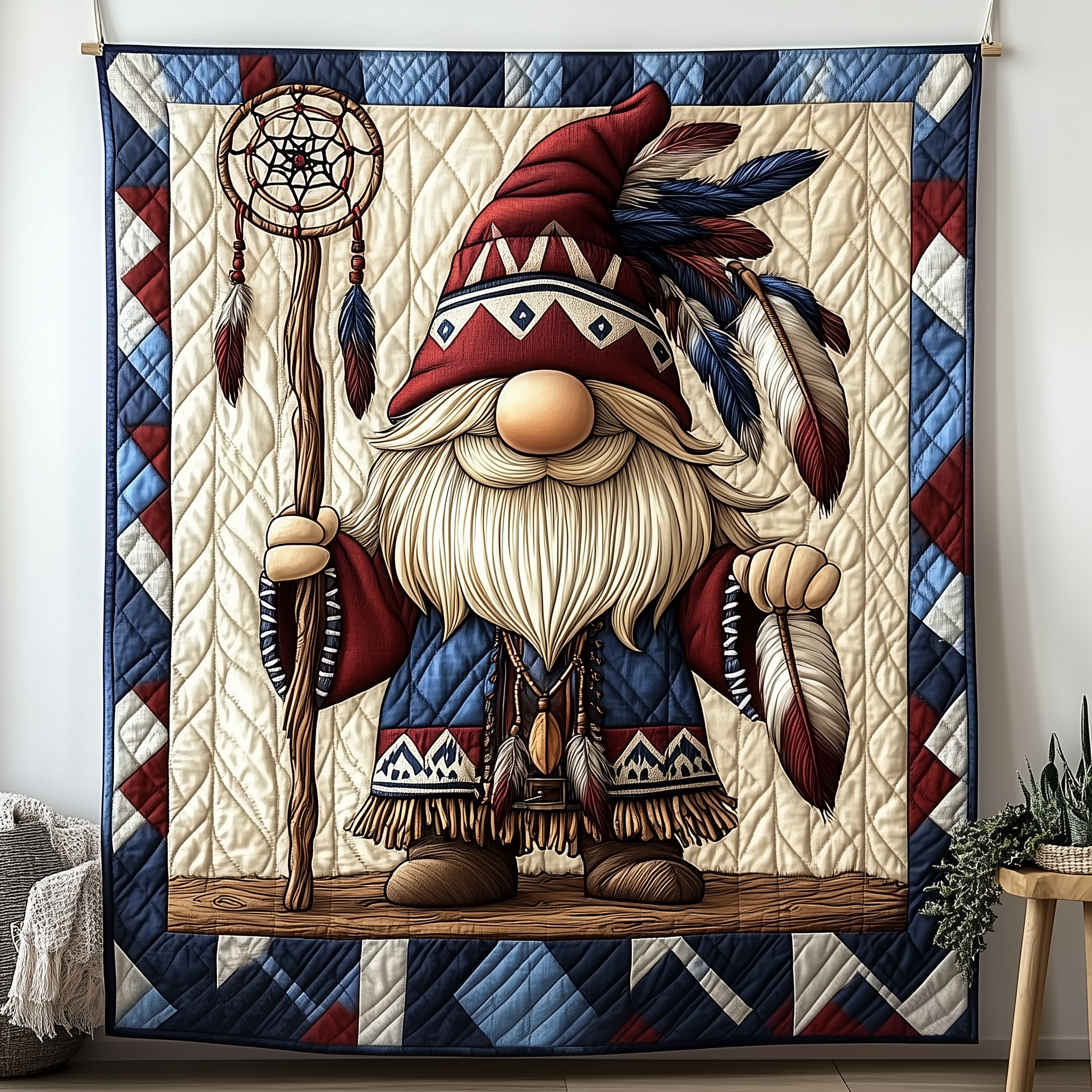 Native Gnome Quilted Blanket Throw Blankets For Couch Father Daughter Gifts For Dad Native Gnome Quilted Blanket Throw Blankets For Couch Father Daughter Gifts For Dad