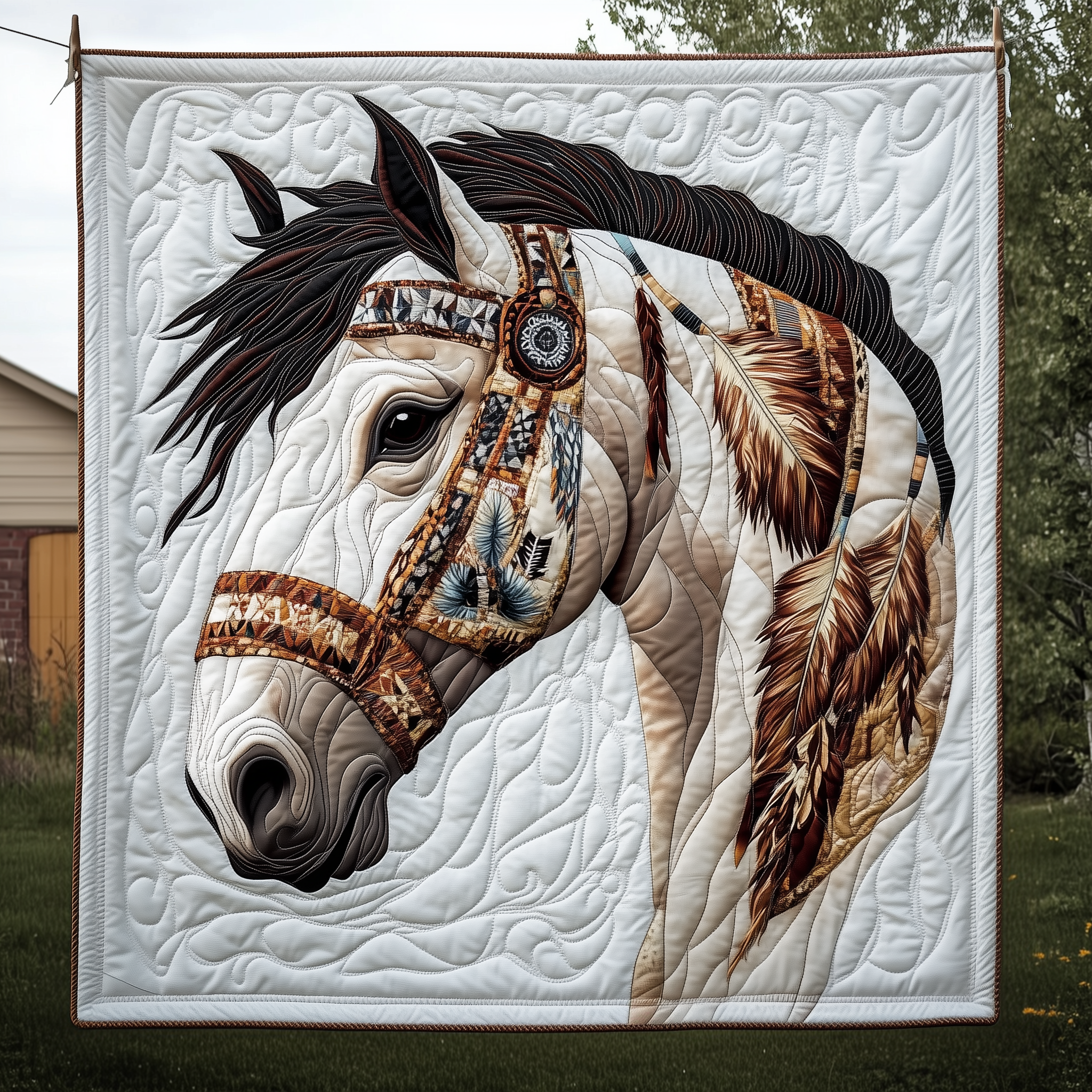 Native Horse Quilted Blanket Throw Blankets For Couch Gifts For Horse Racing Fans Native Horse Quilted Blanket Throw Blankets For Couch Gifts For Horse Racing Fans