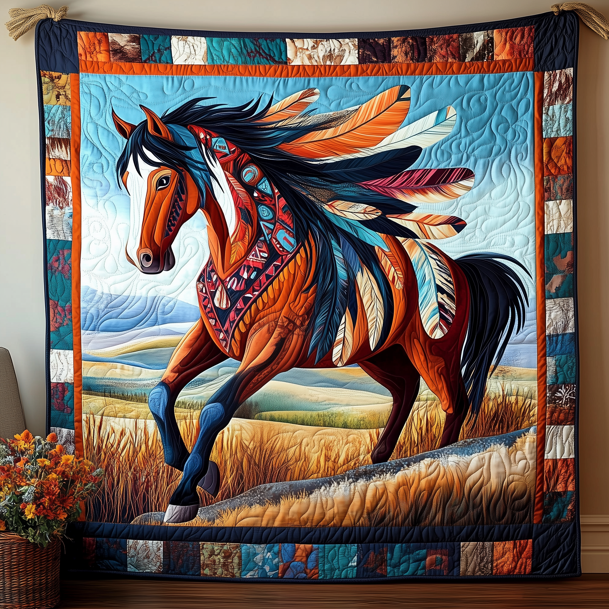 Native Horse Quilted Blanket Throw Blankets For Couch Unique Horse Gifts For Ladies Native Horse Quilted Blanket Throw Blankets For Couch Unique Horse Gifts For Ladies
