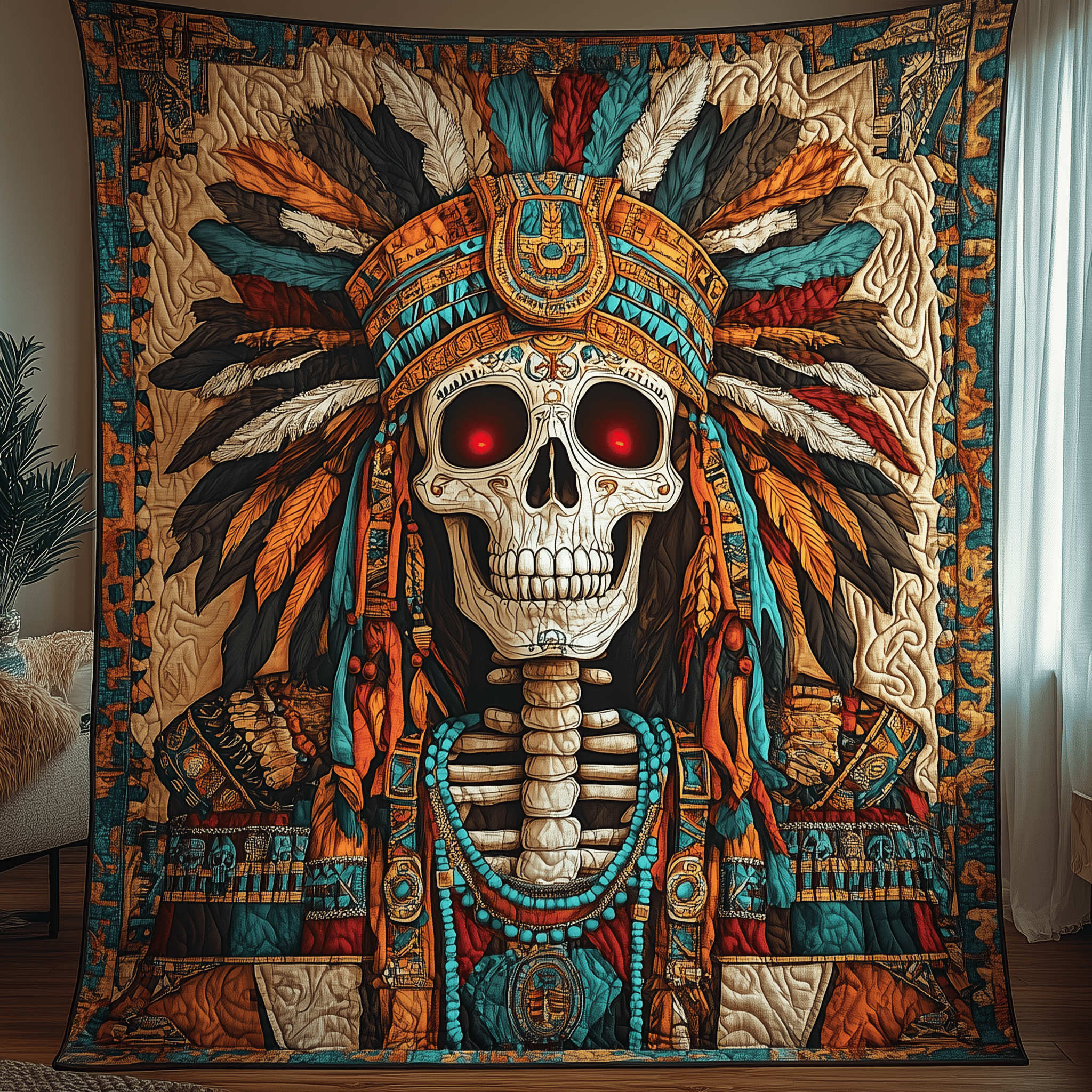 Native Skull Quilted Blanket Feel Ready for Adventure with a Blanket That Travels Well Native Skull Quilted Blanket Feel Ready for Adventure with a Blanket That Travels Well