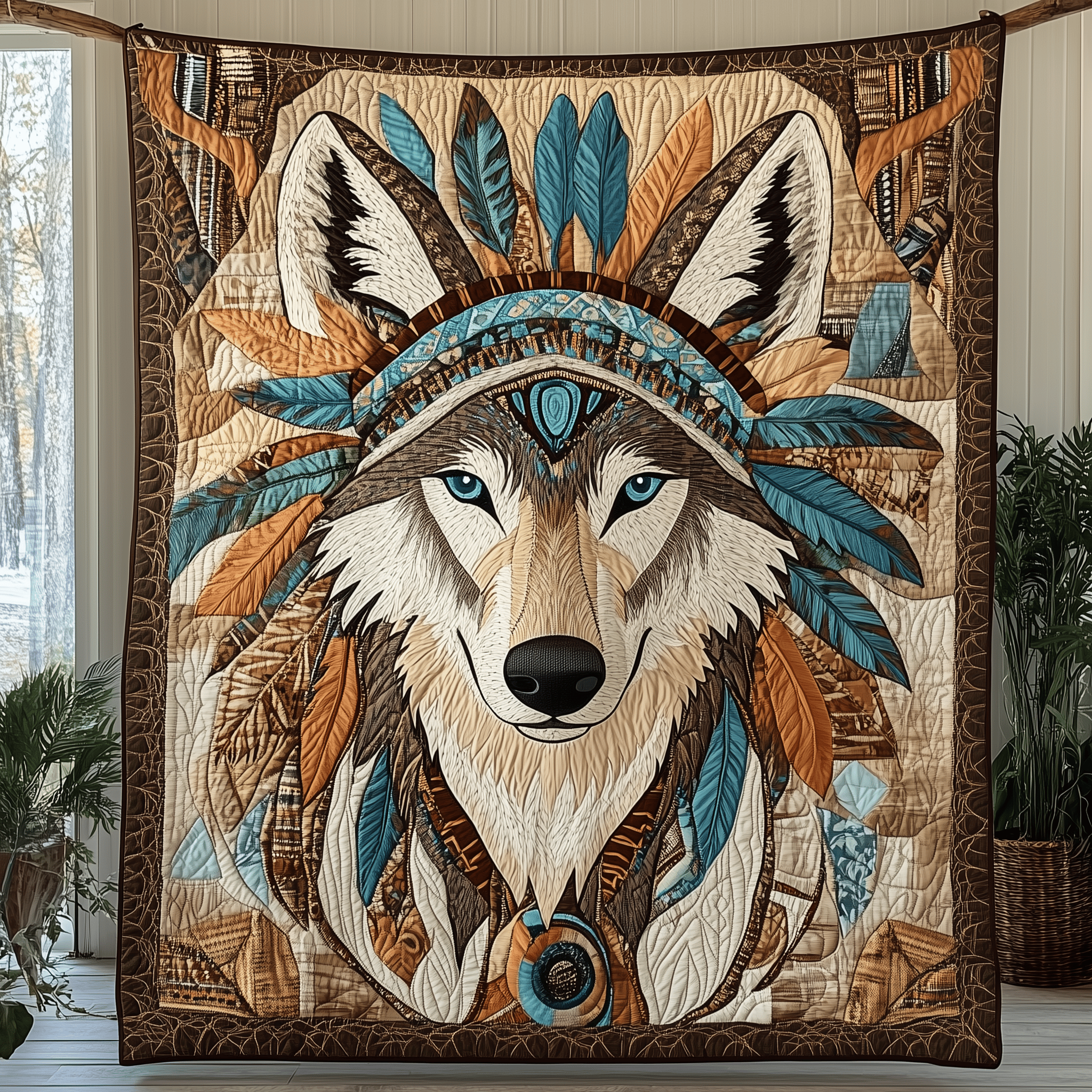 Native Spirit Wolf Quilted Blanket Perfect for All Seasons: A Blanket You'll Always Need Native Spirit Wolf Quilted Blanket Perfect for All Seasons: A Blanket You'll Always Need