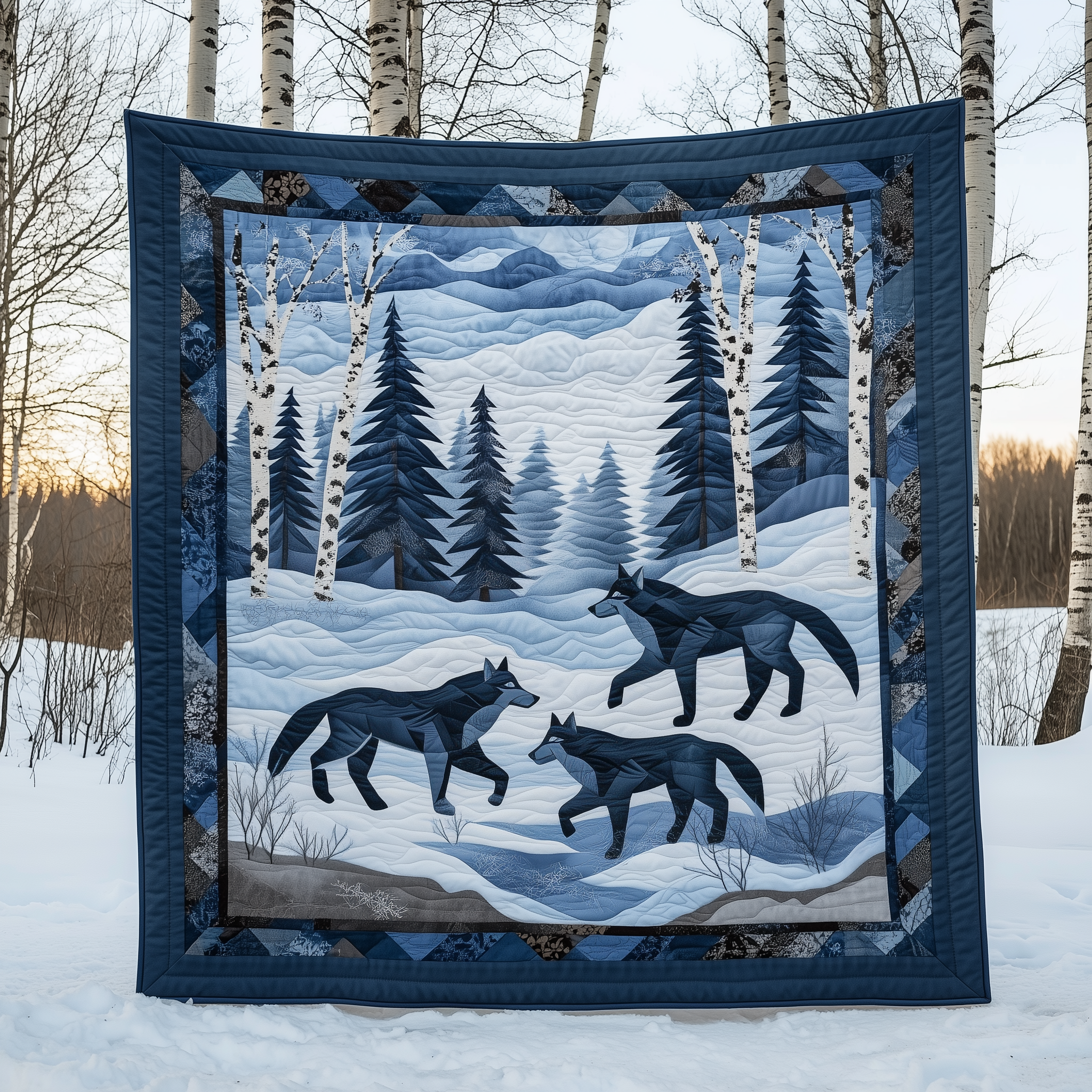 Native Winter Wolf Quilted Blanket Nice Throw Blankets Birthday Presents For Dad Native Winter Wolf Quilted Blanket Nice Throw Blankets Birthday Presents For Dad
