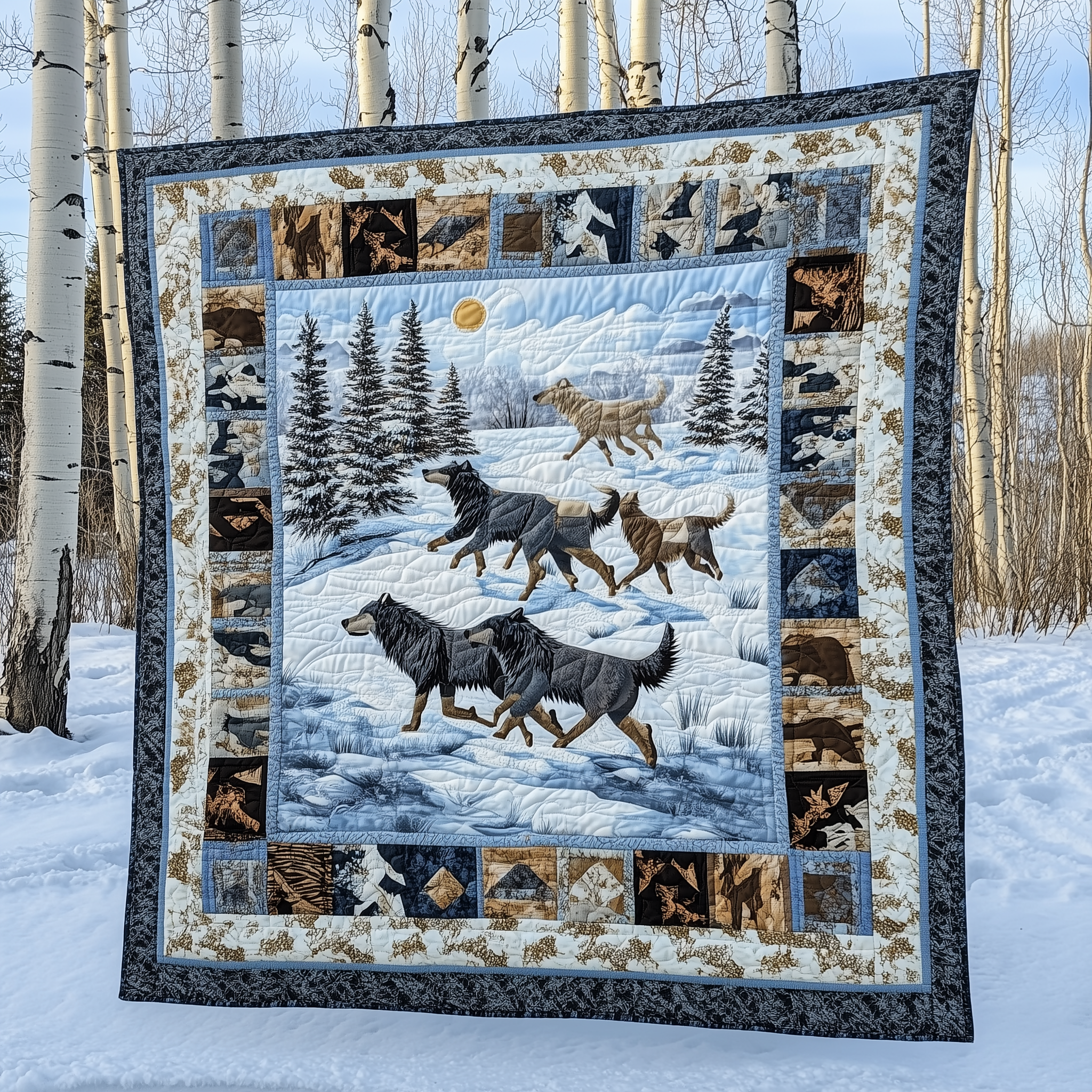 Native Winter Wolf Quilted Blanket Nice Throw Blankets Gift Ideas For Cat Owners Native Winter Wolf Quilted Blanket Nice Throw Blankets Gift Ideas For Cat Owners