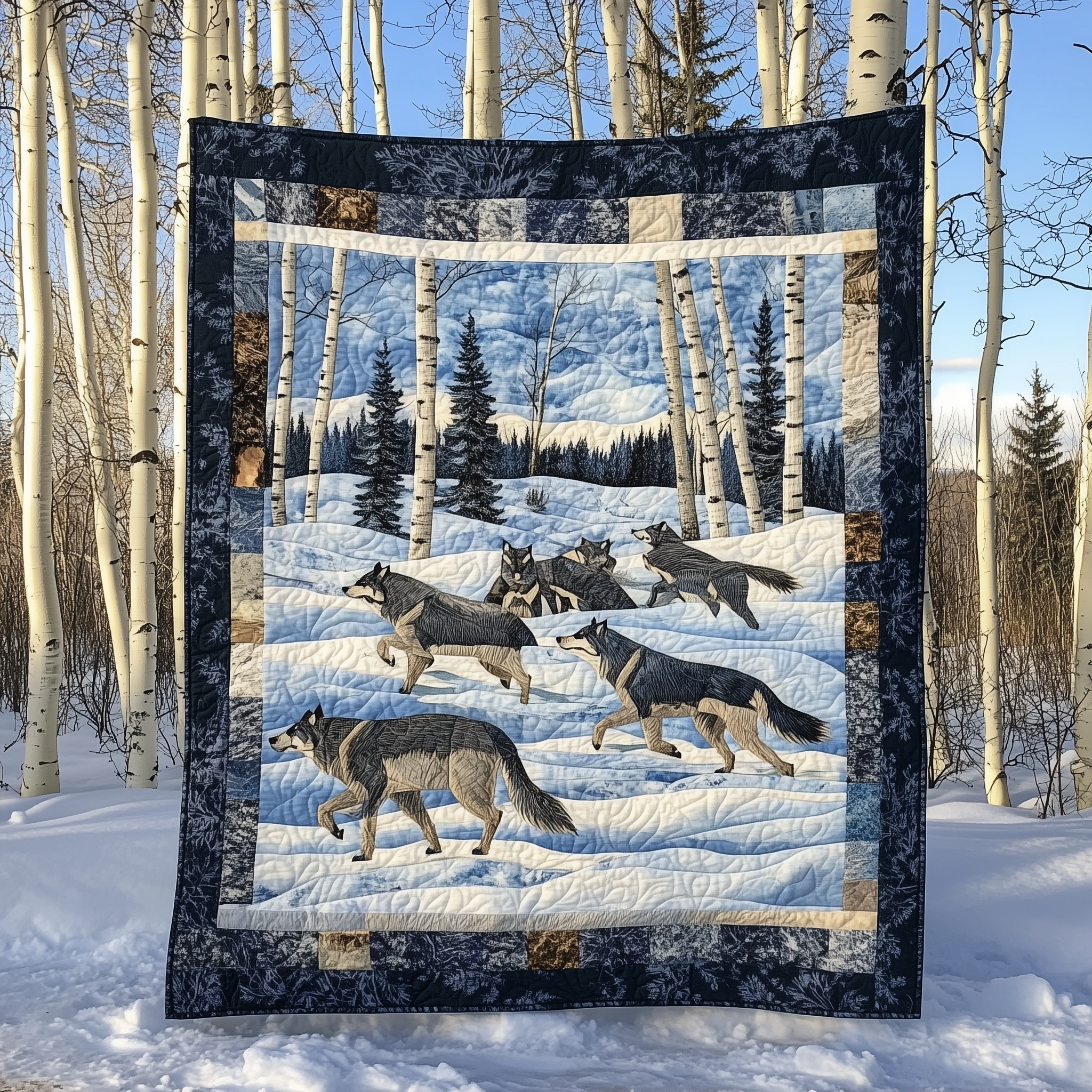 Native Winter Wolf Quilted Blanket Nice Throw Blankets Gifts With Wolves On Them Native Winter Wolf Quilted Blanket Nice Throw Blankets Gifts With Wolves On Them