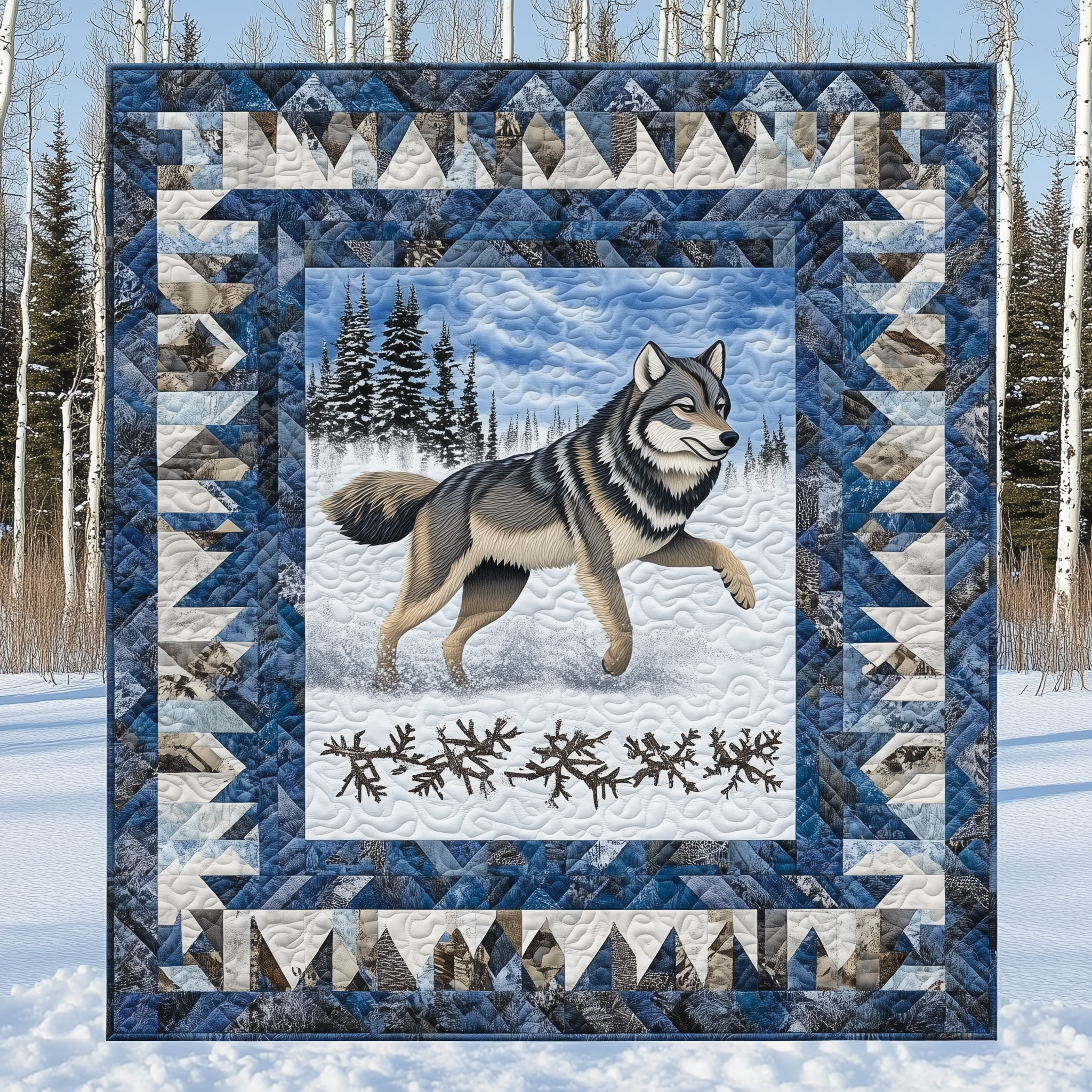 Native Winter Wolf Quilted Blanket Nice Throw Blankets Simple Father's Day Gift Ideas Native Winter Wolf Quilted Blanket Nice Throw Blankets Simple Father's Day Gift Ideas