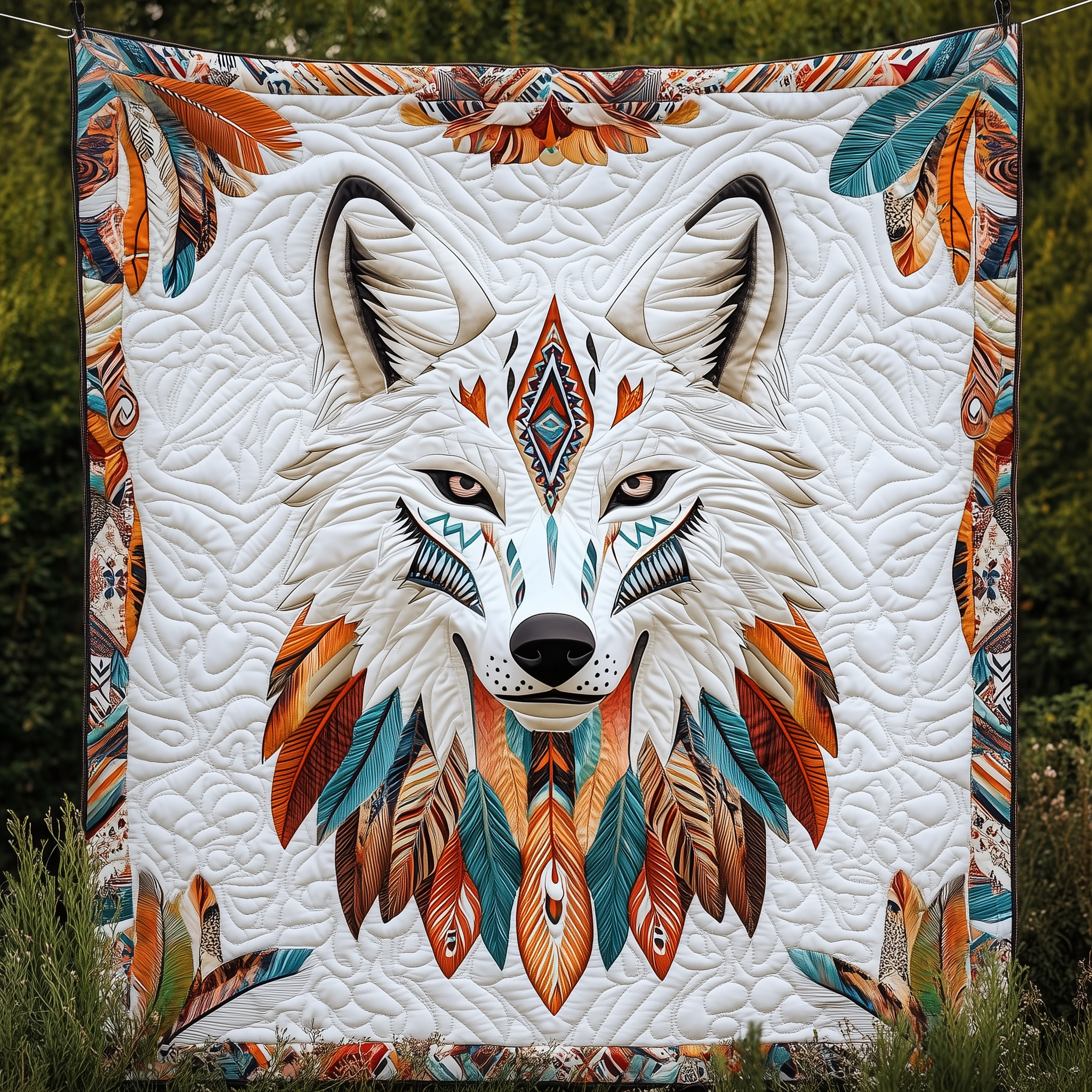 Native Wolf Quilted Blanket Nice Throw Blankets Best Father's Day Gifts Native Wolf Quilted Blanket Nice Throw Blankets Best Father's Day Gifts