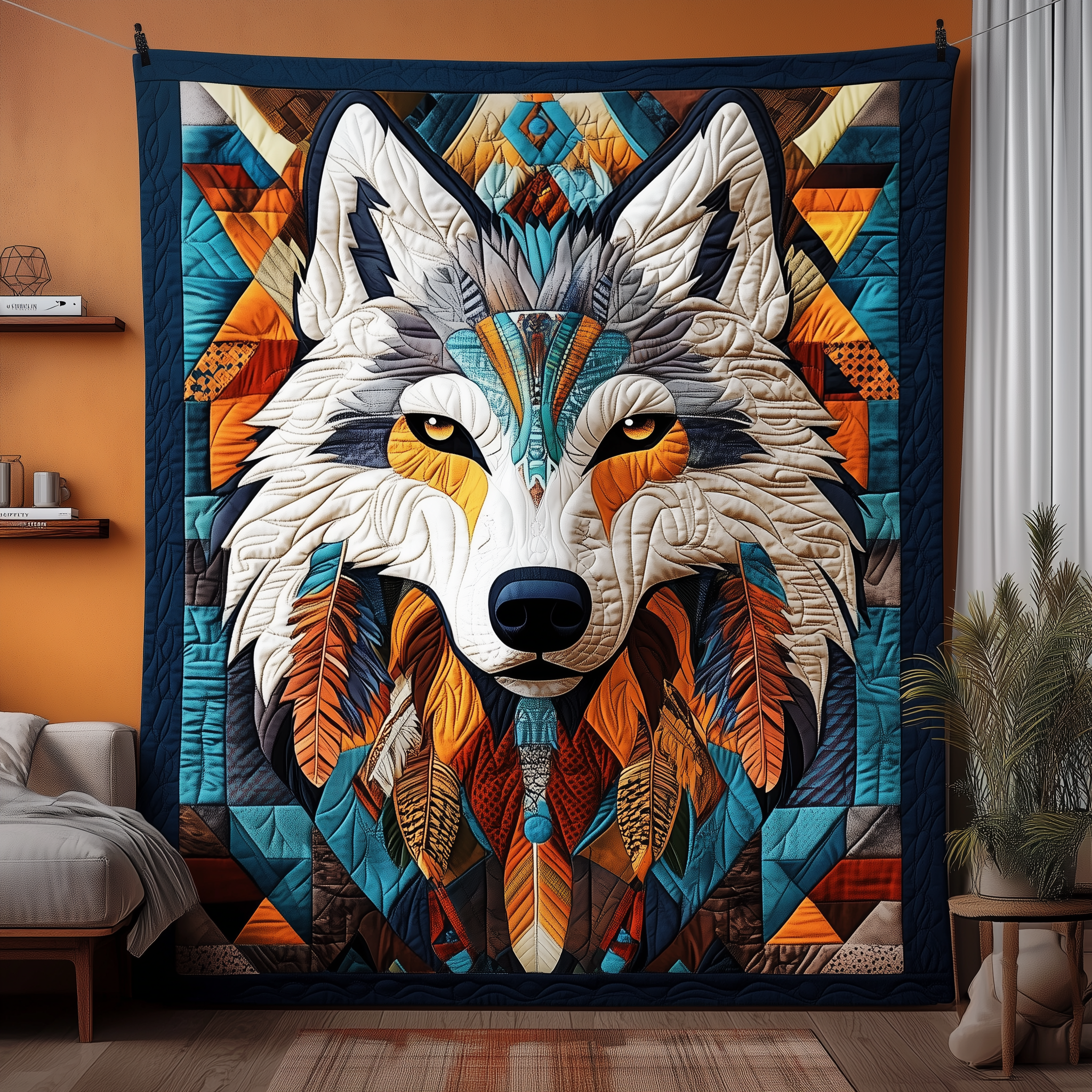 Native Wolf Quilted Blanket Nice Throw Blankets Best Gifts For Dad Native Wolf Quilted Blanket Nice Throw Blankets Best Gifts For Dad