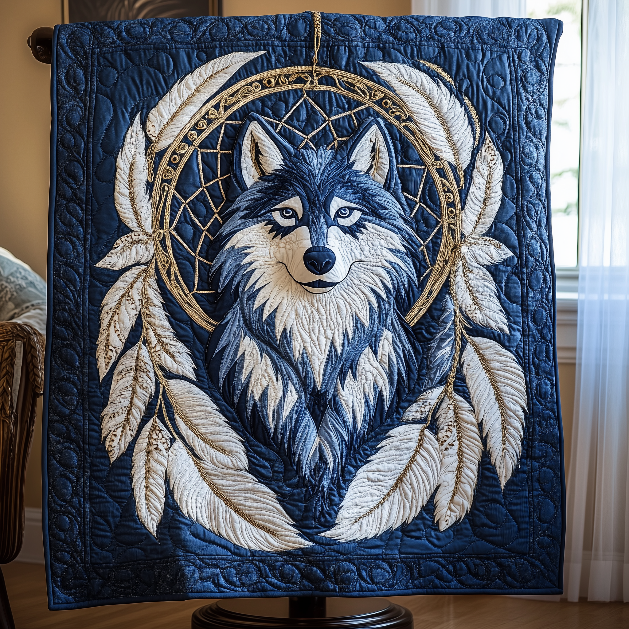 Native Wolf Quilted Blanket Nice Throw Blankets Last Minute Father'sDay Gifts Native Wolf Quilted Blanket Nice Throw Blankets Last Minute Father'sDay Gifts