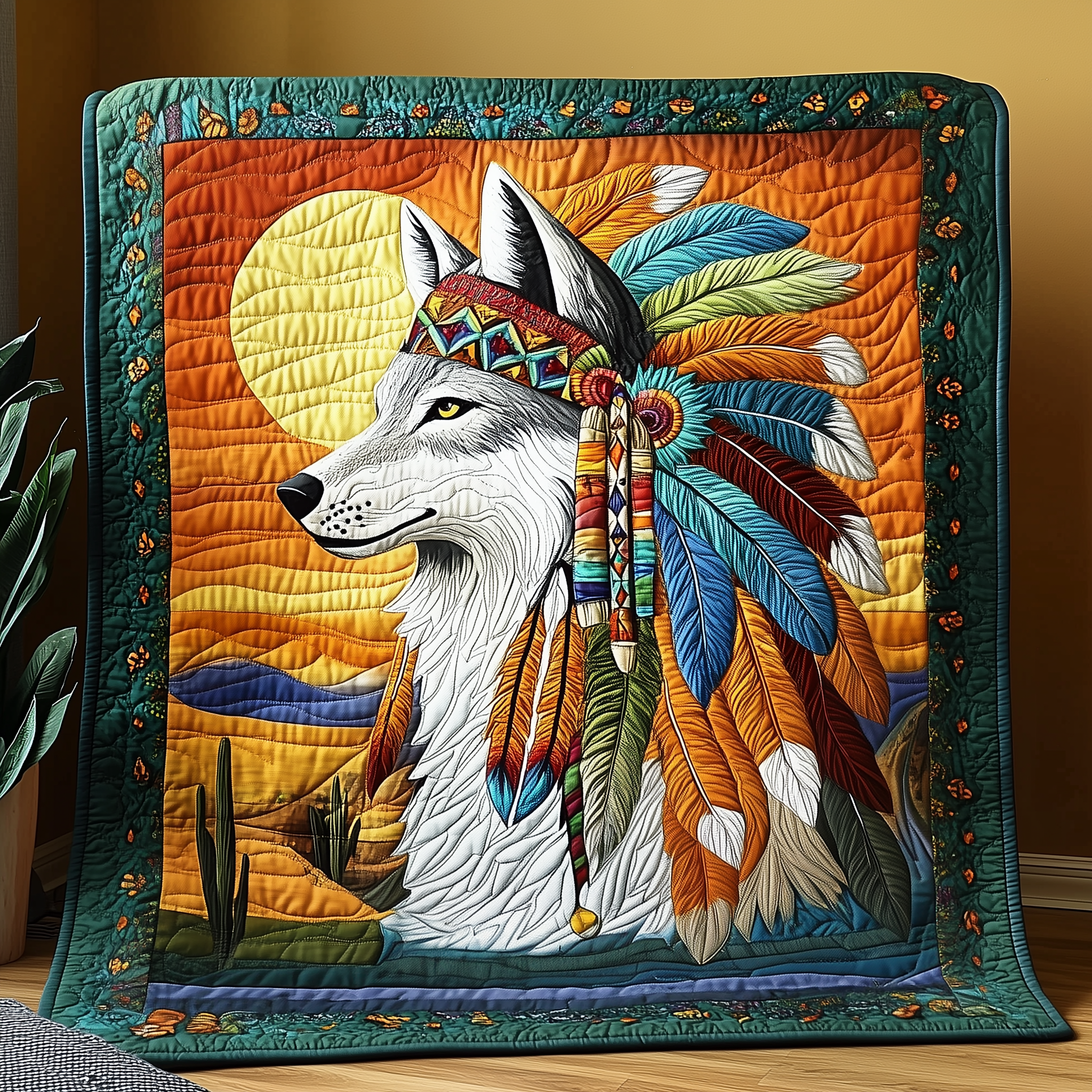 Native Wolf Quilted Blanket Nice Throw Blankets Unique Father'sDay Gifts Native Wolf Quilted Blanket Nice Throw Blankets Unique Father'sDay Gifts