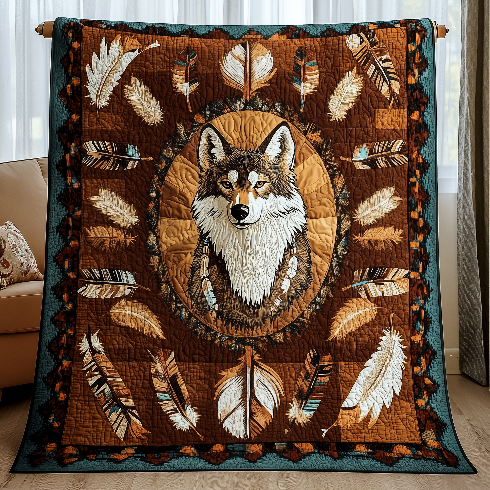Native Wolf Quilted Blanket Nice Throw Blankets Wolf Gifts For Him Her Native Wolf Quilted Blanket Nice Throw Blankets Wolf Gifts For Him Her