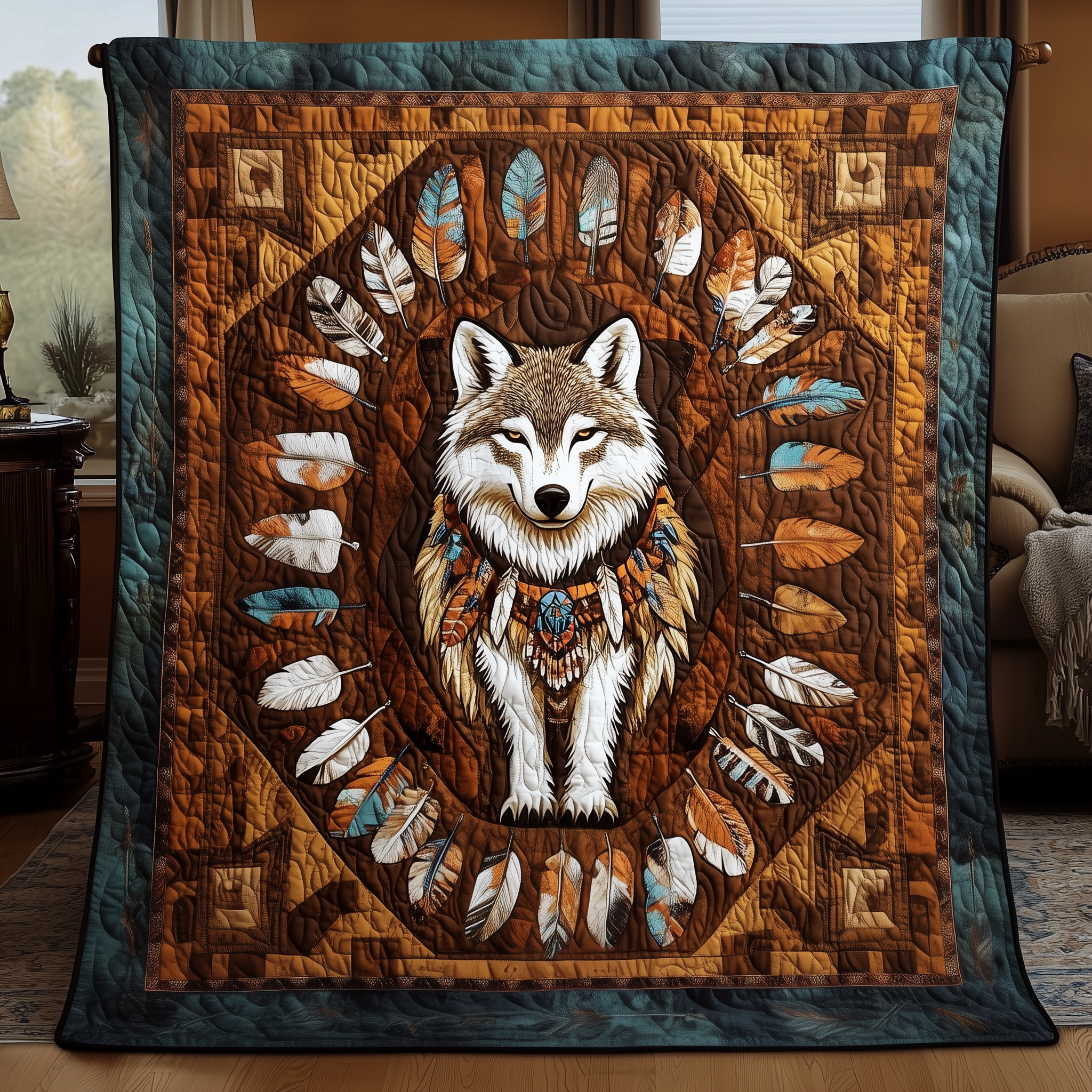 Native Wolf Quilted Blanket Nice Throw Blankets Wolf Themed Gifts Native Wolf Quilted Blanket Nice Throw Blankets Wolf Themed Gifts