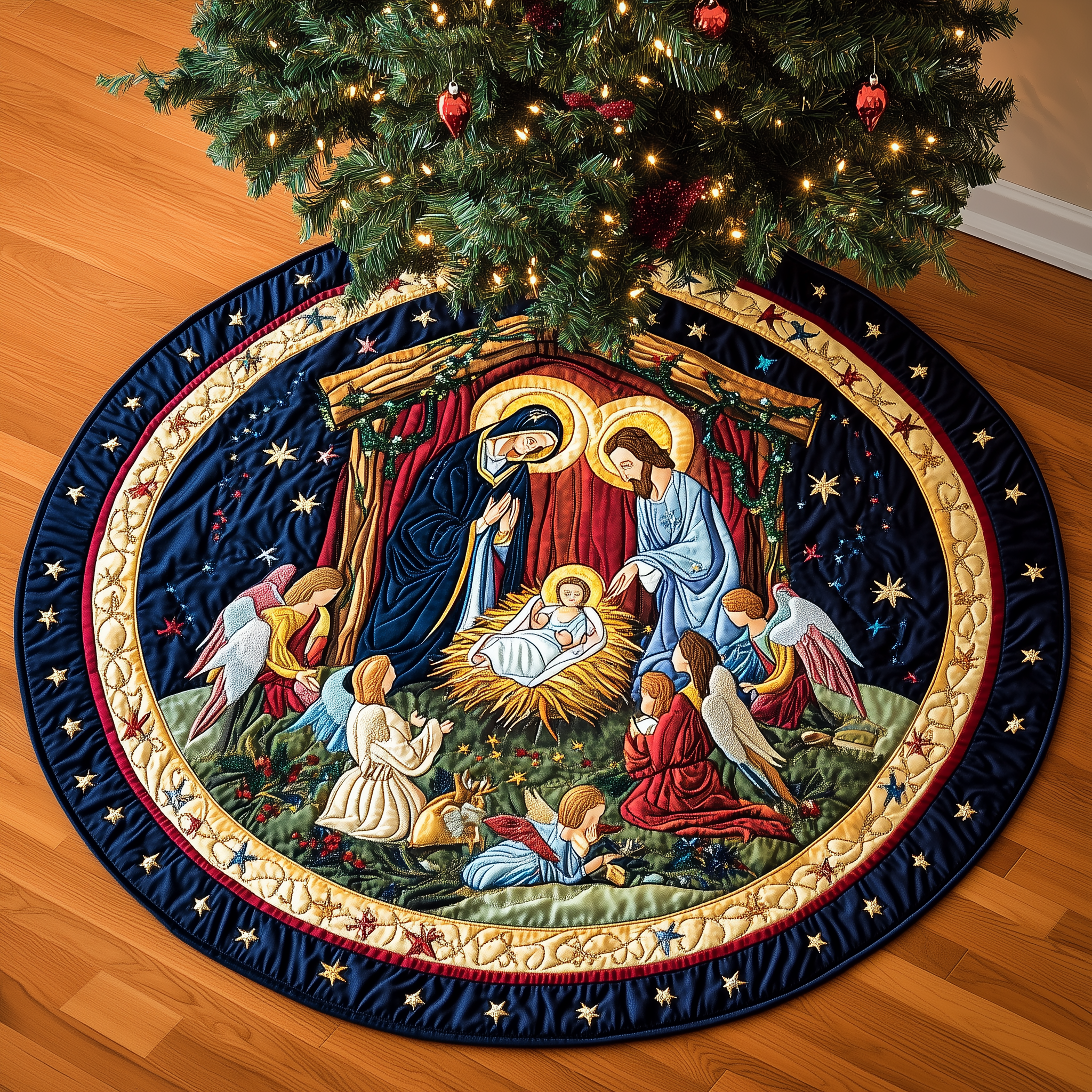 Nativity Blessing Quilted Tree Skirt Celebrate in Style with a Tree Skirt That Protects Nativity Blessing Quilted Tree Skirt Celebrate in Style with a Tree Skirt That Protects