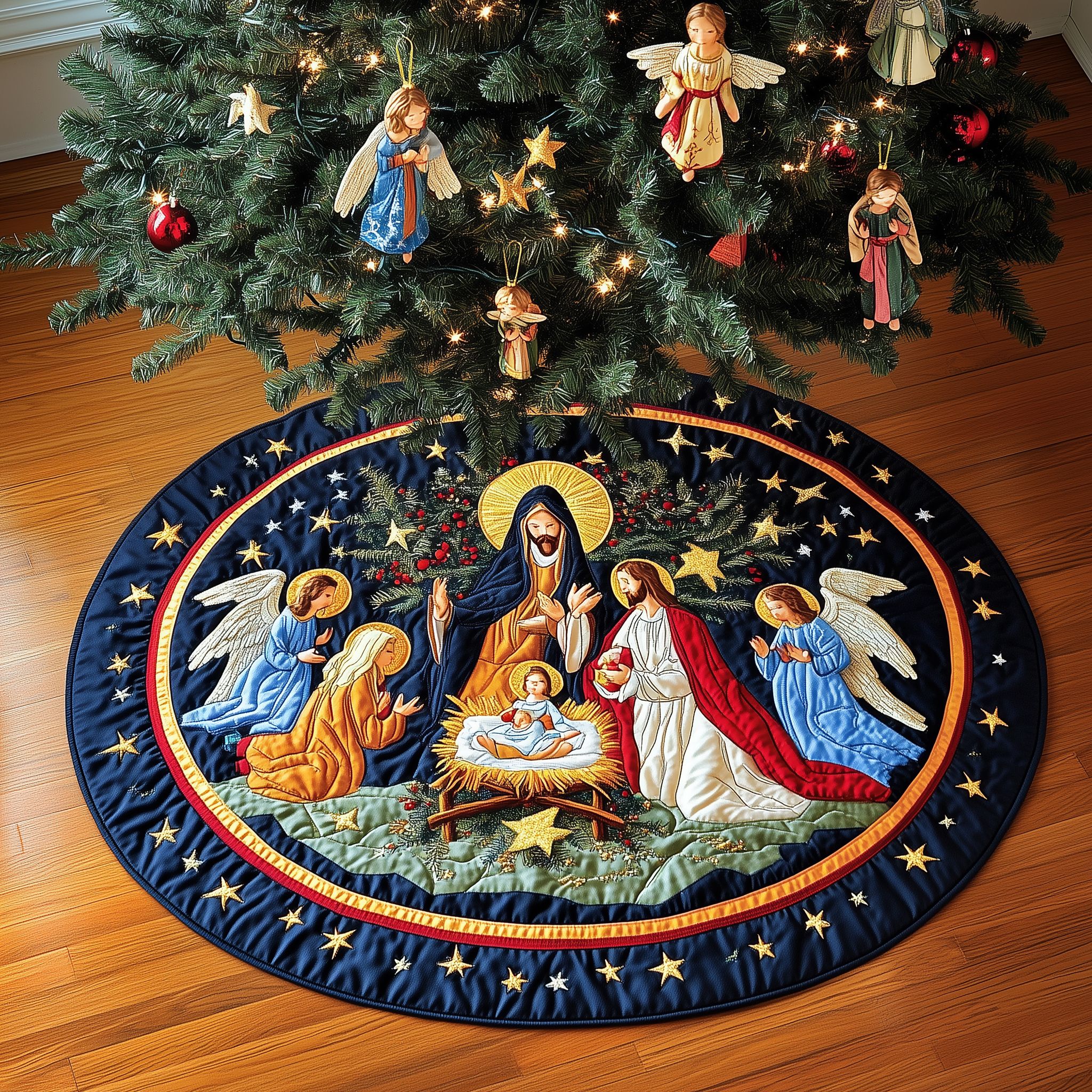 Nativity Blessing Quilted Tree Skirt Relax This Christmas with a Floor-Safe Tree Skirt Nativity Blessing Quilted Tree Skirt Relax This Christmas with a Floor-Safe Tree Skirt