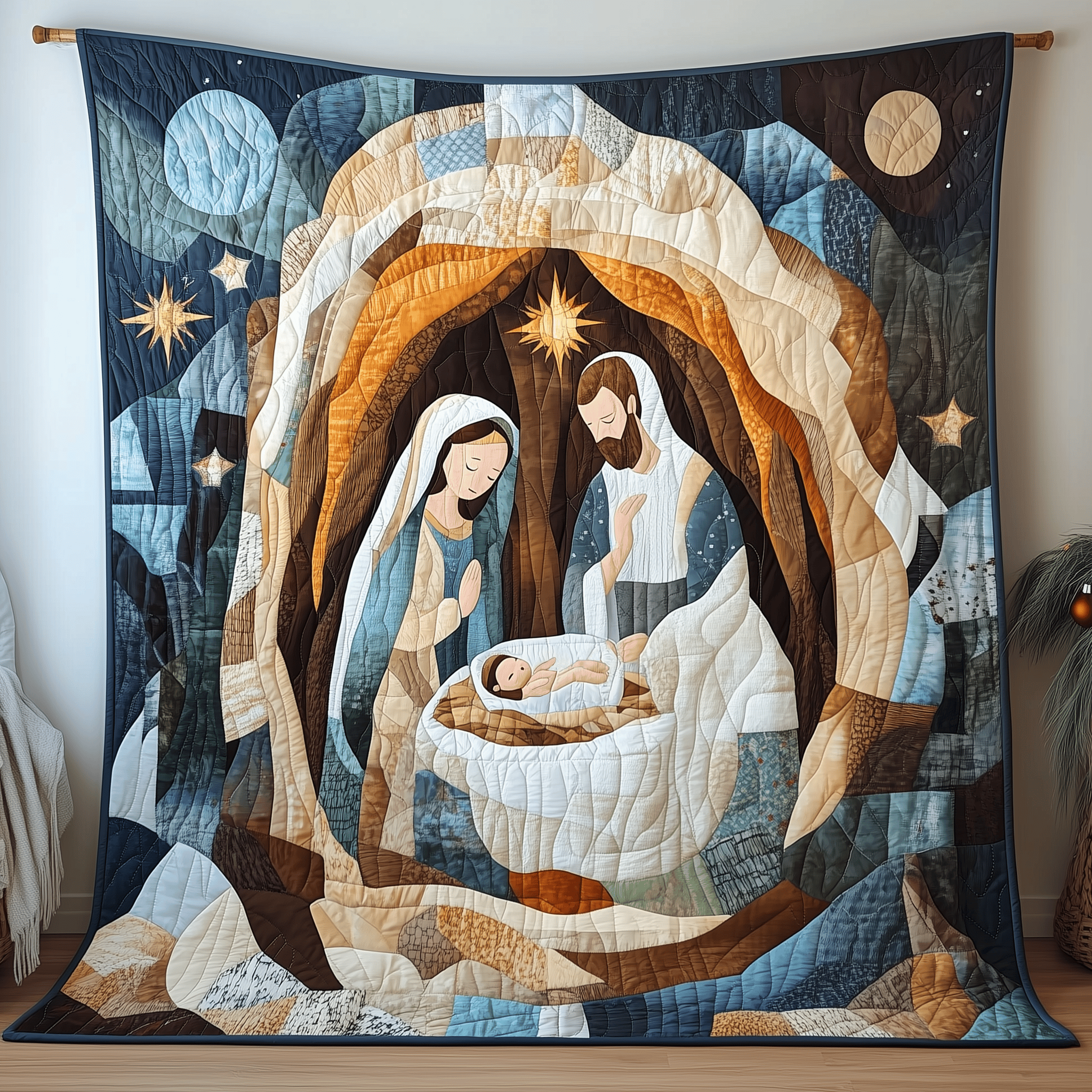 Nativity Quilted Blanket Feel Comfortable Indoors and Out with Our Multi-Use Blanket Nativity Quilted Blanket Feel Comfortable Indoors and Out with Our Multi-Use Blanket