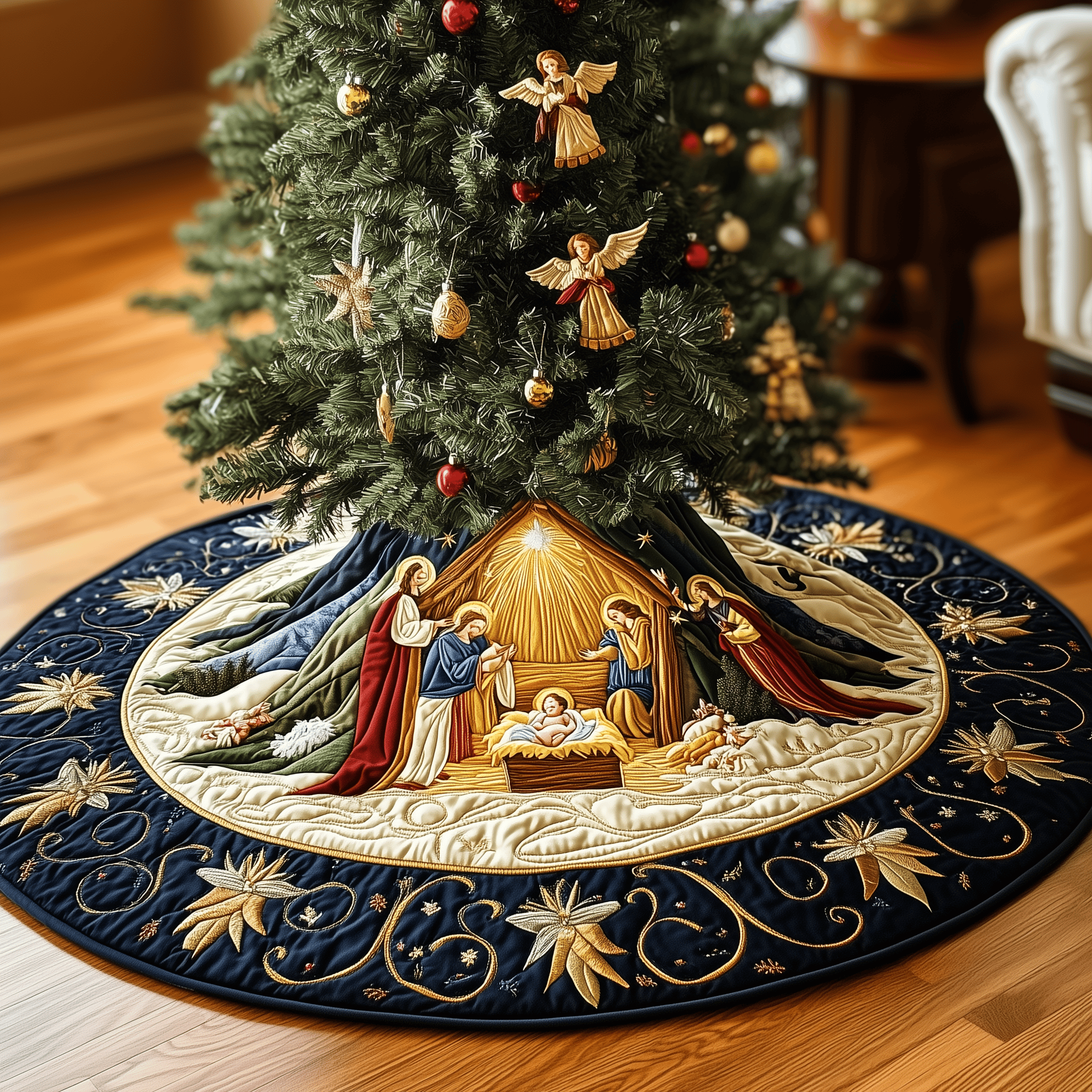 Nativity Scene Quilted Tree Skirt Make Every Holiday Moment Bright with a Chic Tree Skirt Nativity Scene Quilted Tree Skirt Make Every Holiday Moment Bright with a Chic Tree Skirt