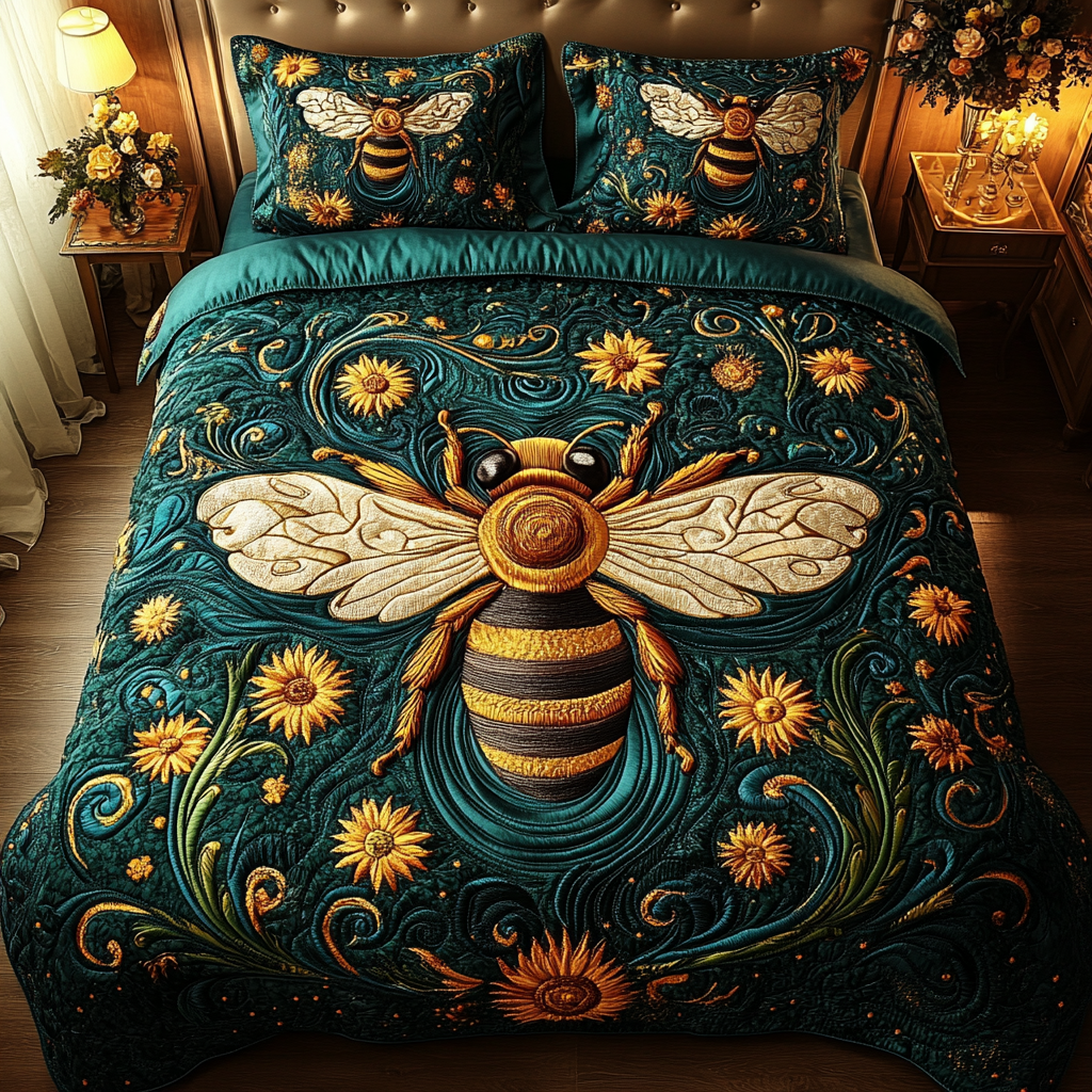 Nature Buzz Quilted Bedding Set Bumble Bee Gifts For Women Nature Buzz Quilted Bedding Set Bumble Bee Gifts For Women