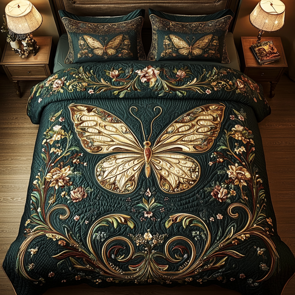 Nature Dancer Quilted Bedding Set Butterfly Themed Gifts For Adults Nature Dancer Quilted Bedding Set Butterfly Themed Gifts For Adults
