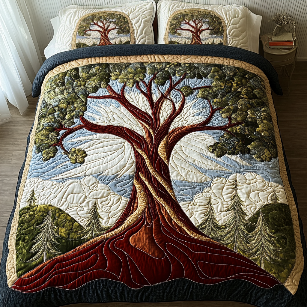 Nature Embrace Quilted Bedding Set Xmas Gifts For Family Nature Embrace Quilted Bedding Set Xmas Gifts For Family