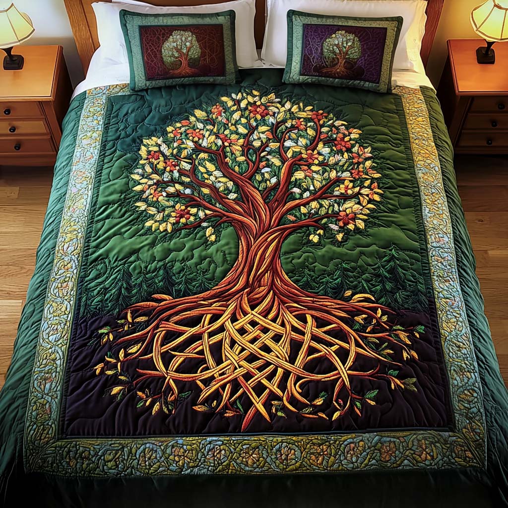 Nature Harmony Quilted Bedding Set Tree Of Life Gifts For Her Nature Harmony Quilted Bedding Set Tree Of Life Gifts For Her