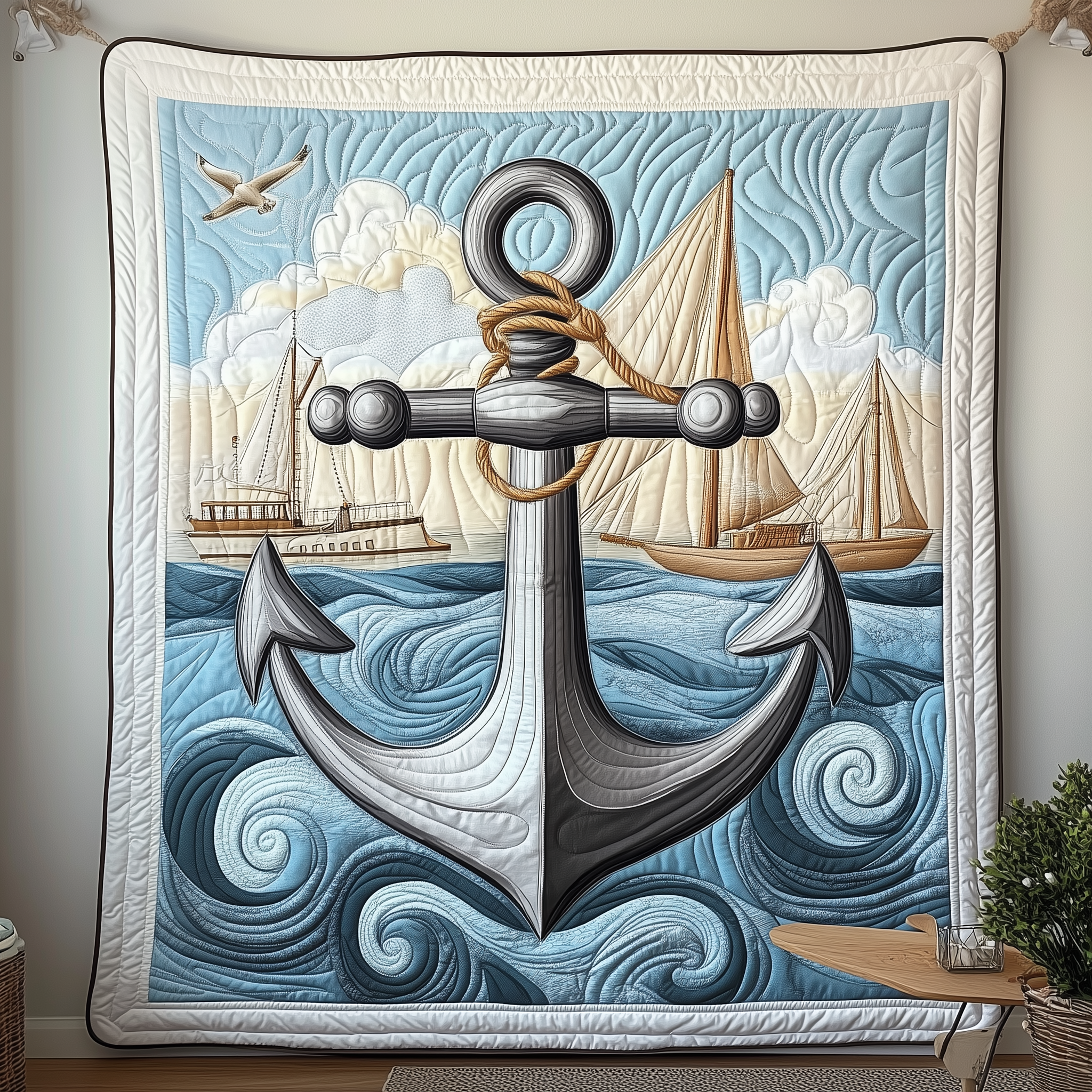 Nautical Anchor Quilted Blanket Sofa Throw Blanket Gifts For Husband Father's Day Nautical Anchor Quilted Blanket Sofa Throw Blanket Gifts For Husband Father's Day