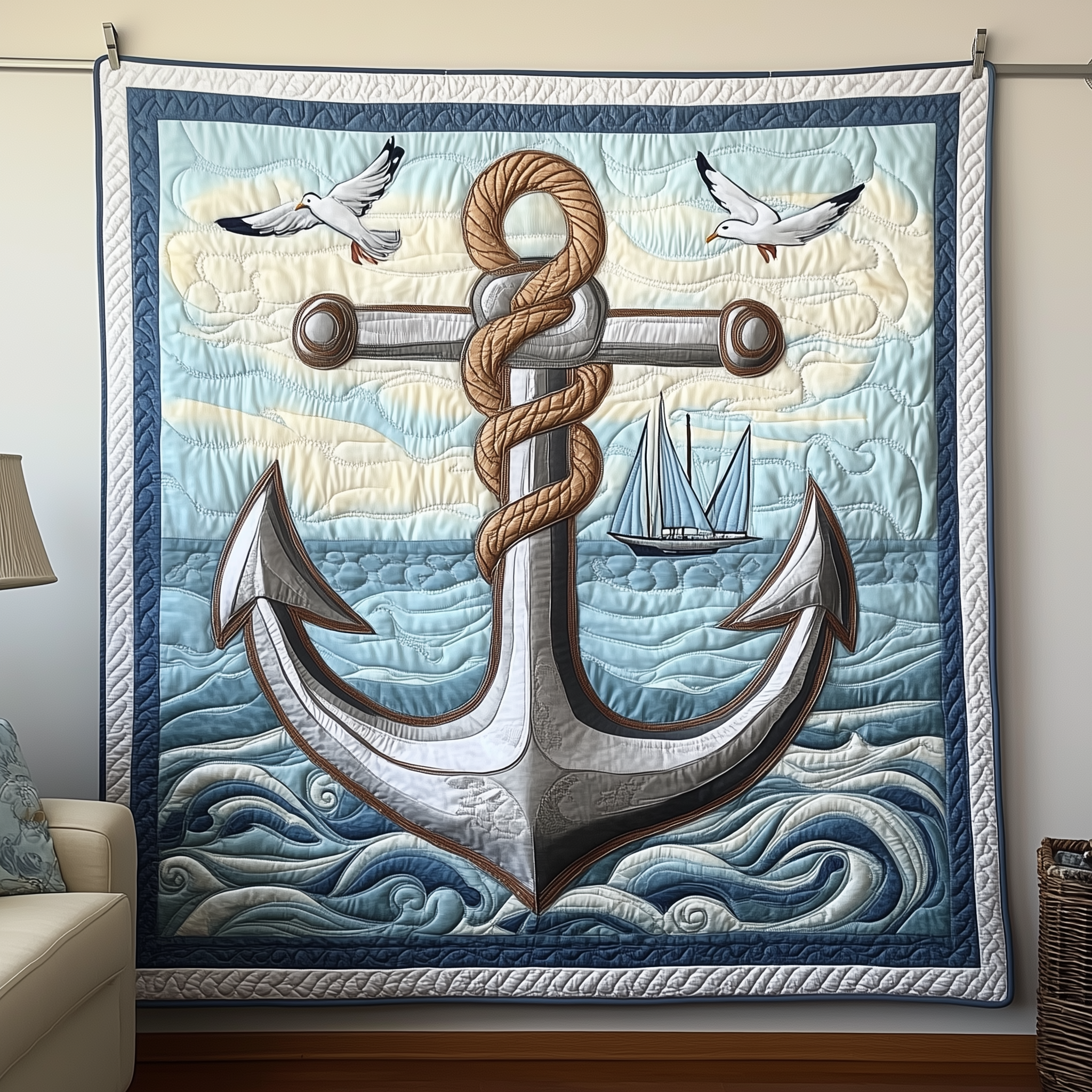 Nautical Anchor Quilted Blanket Unique Blankets And Throws Gifts For Him Father's Day Nautical Anchor Quilted Blanket Unique Blankets And Throws Gifts For Him Father's Day