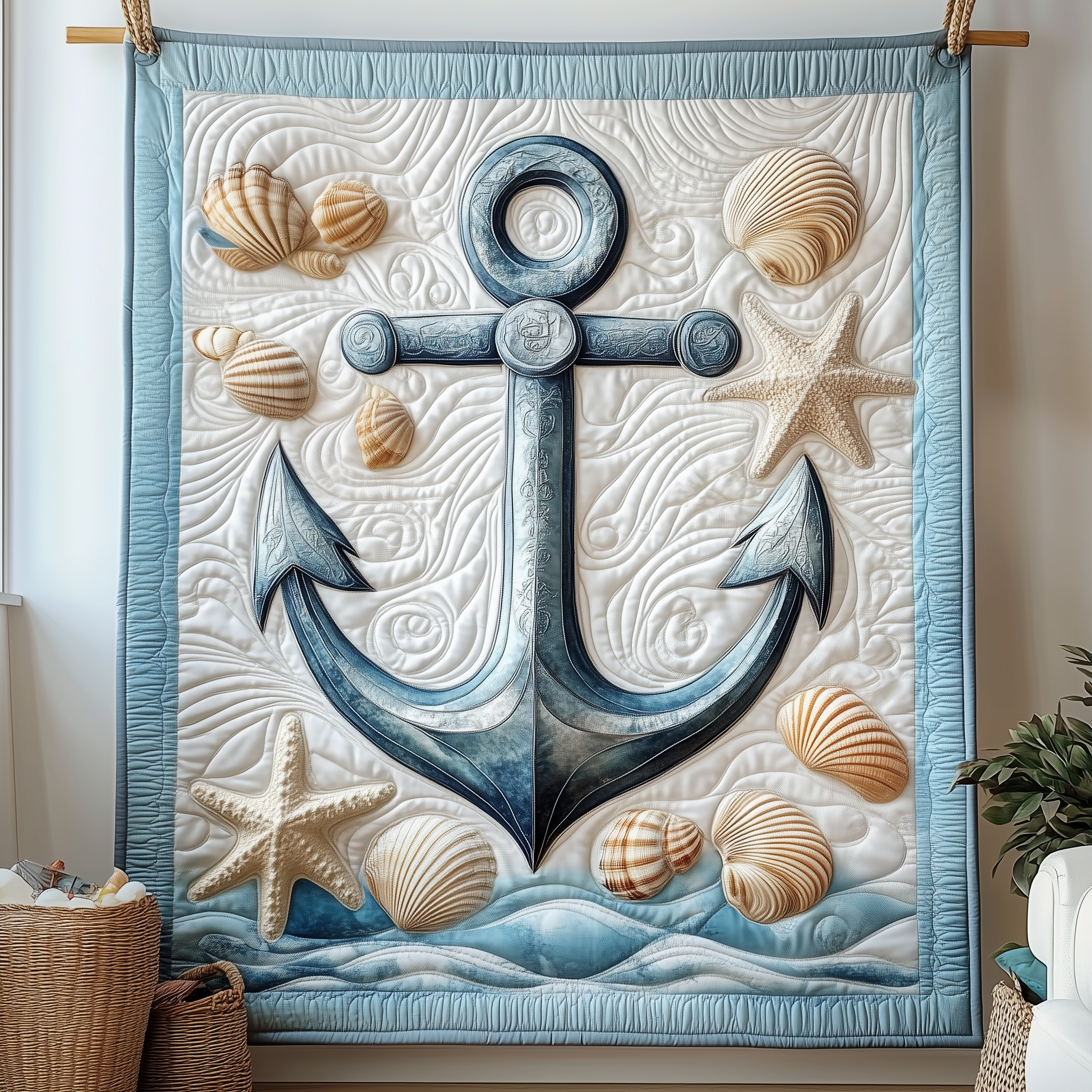 Nautical Anchor Quilted Blanket Unique Throw Blanket Gifts For Dad Father's Day Nautical Anchor Quilted Blanket Unique Throw Blanket Gifts For Dad Father's Day