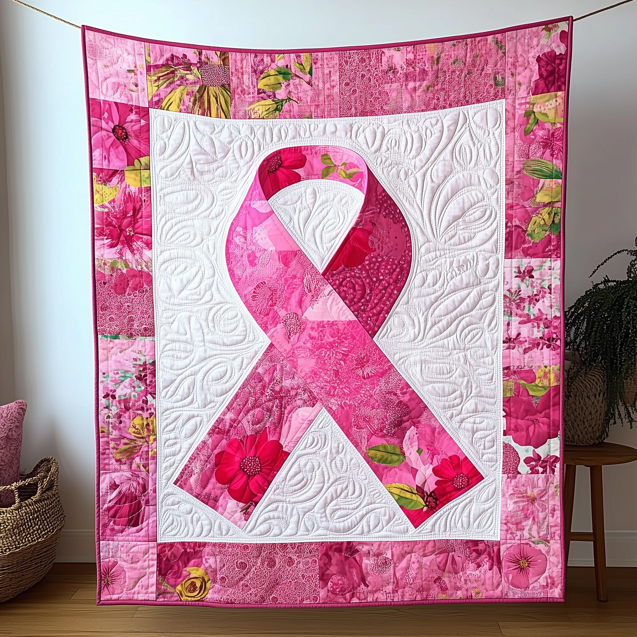 Never Give Up Breast Cancer Ribbon Quilted Blanket Feel Comfortable Indoors and Out with Our Multi-Use Blanket Never Give Up Breast Cancer Ribbon Quilted Blanket Feel Comfortable Indoors and Out with Our Multi-Use Blanket