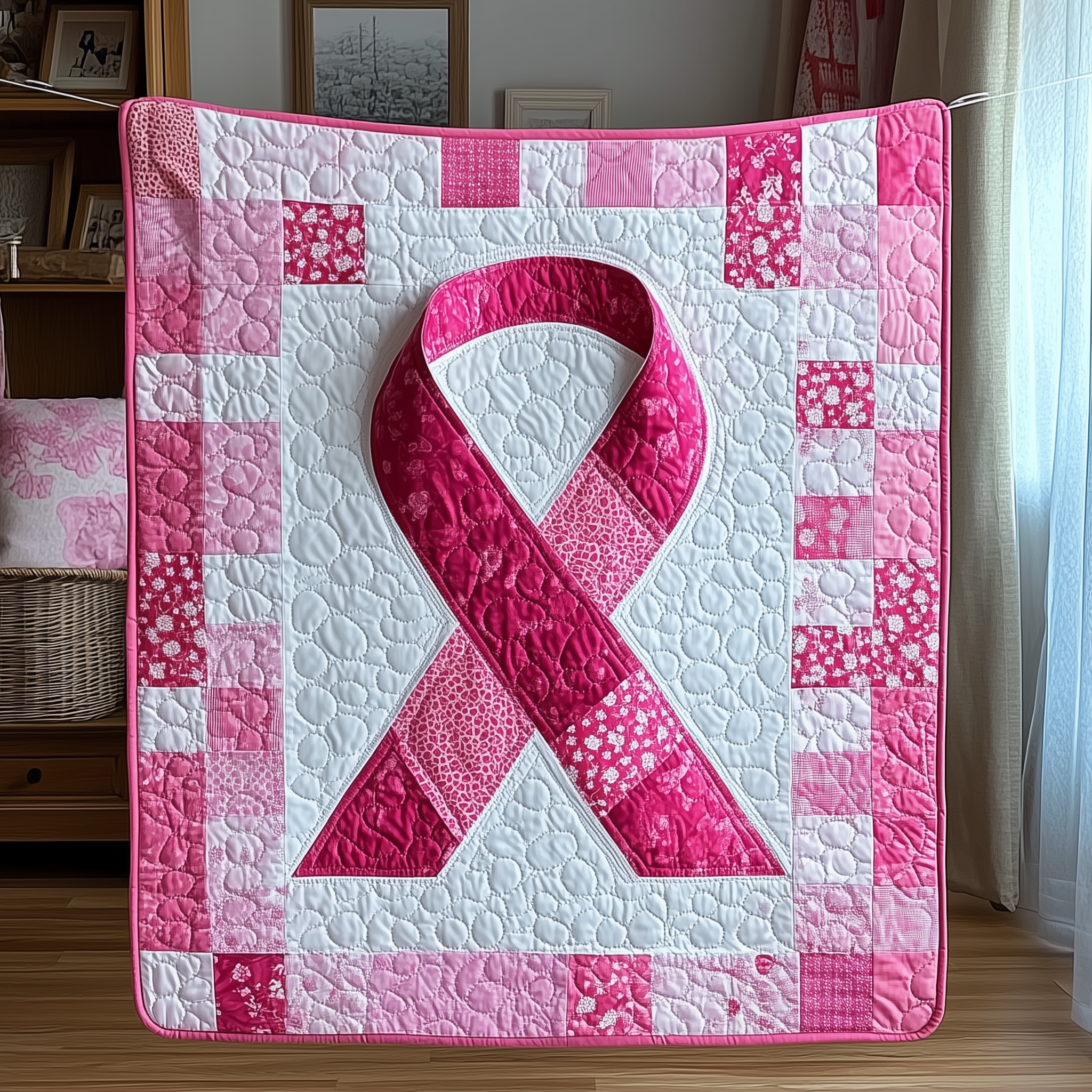 Never Give Up Breast Cancer Ribbon Quilted Blanket Perfect for All Seasons: A Blanket You'll Always Need Never Give Up Breast Cancer Ribbon Quilted Blanket Perfect for All Seasons: A Blanket You'll Always Need