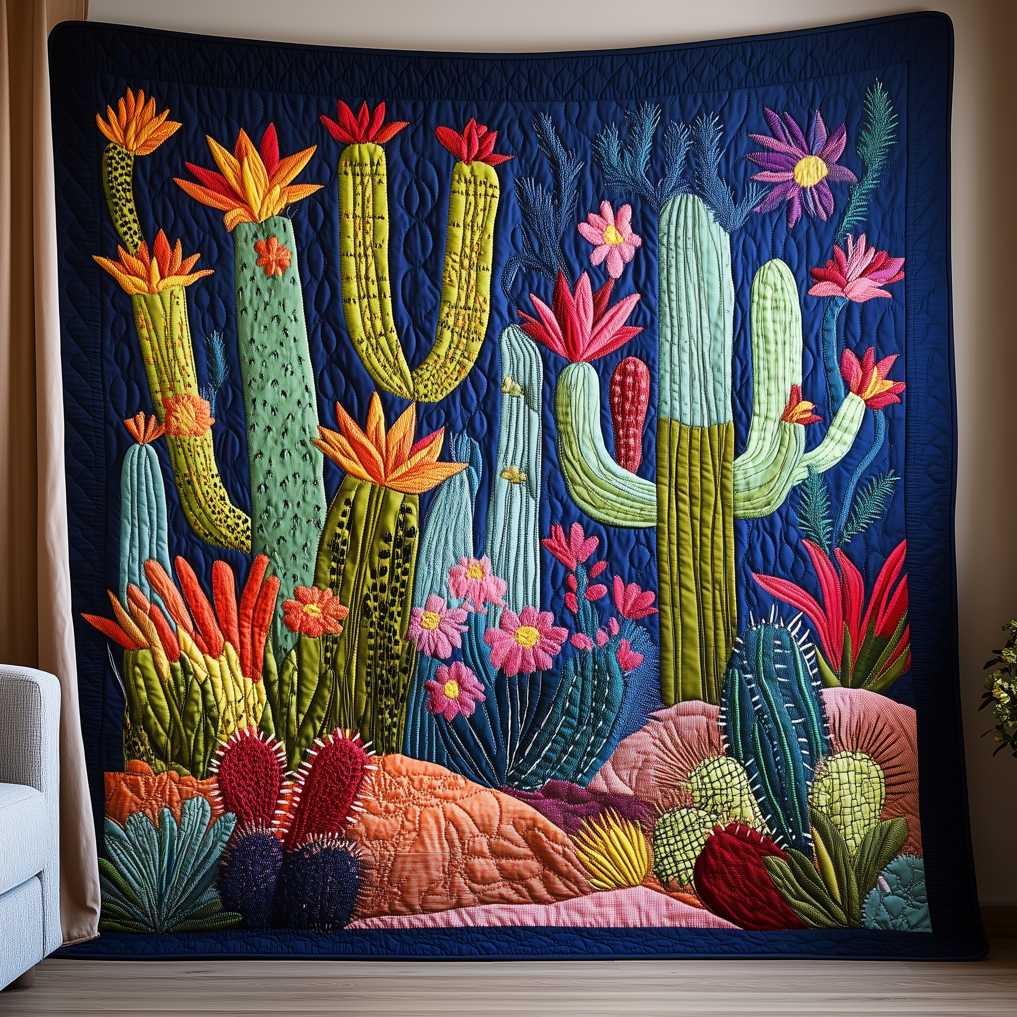 Night Blooming Cactus Quilted Blanket Best Throw Blanket Awesome Mother's Day Gifts Night Blooming Cactus Quilted Blanket Best Throw Blanket Awesome Mother's Day Gifts