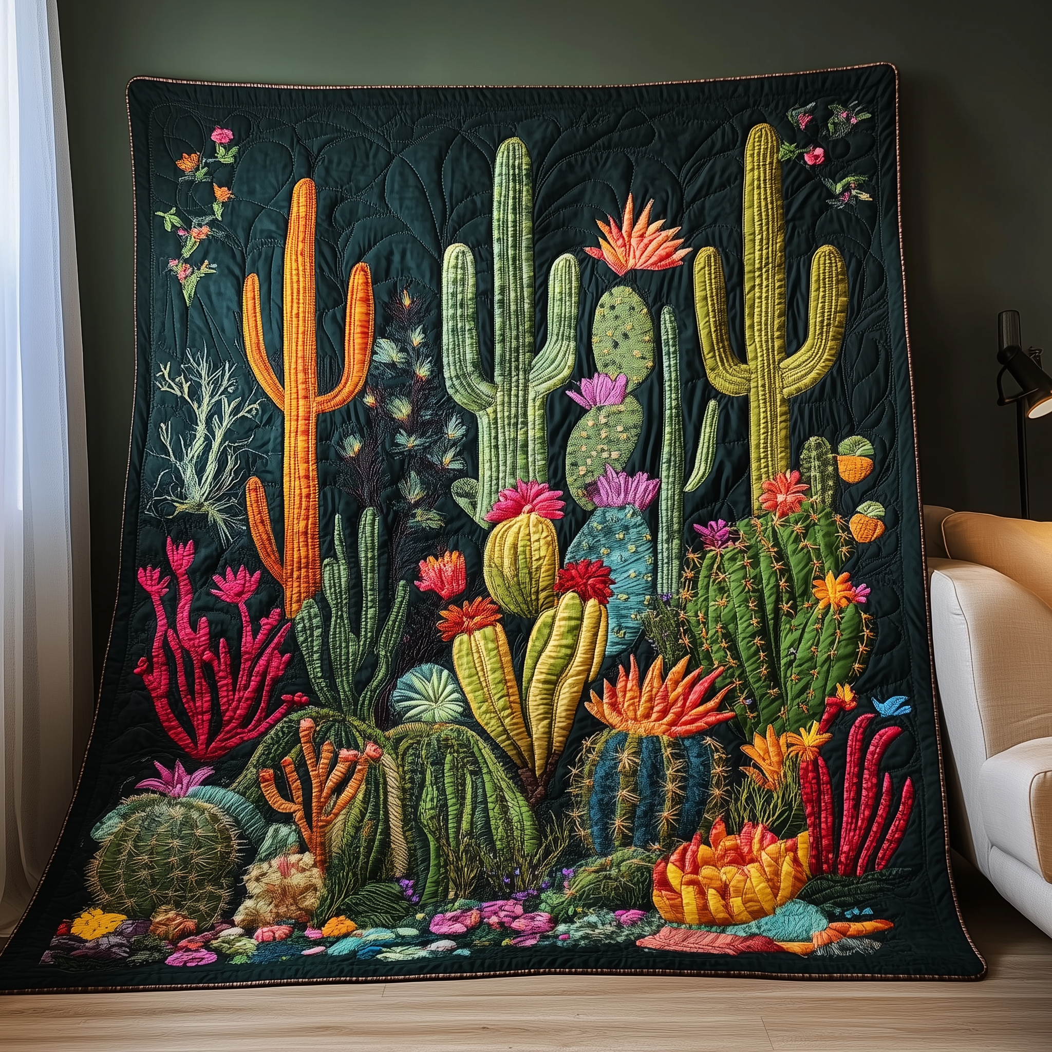 Night Blooming Cactus Quilted Blanket Best Throw Blanket Good Mothers Day Gifts Night Blooming Cactus Quilted Blanket Best Throw Blanket Good Mothers Day Gifts