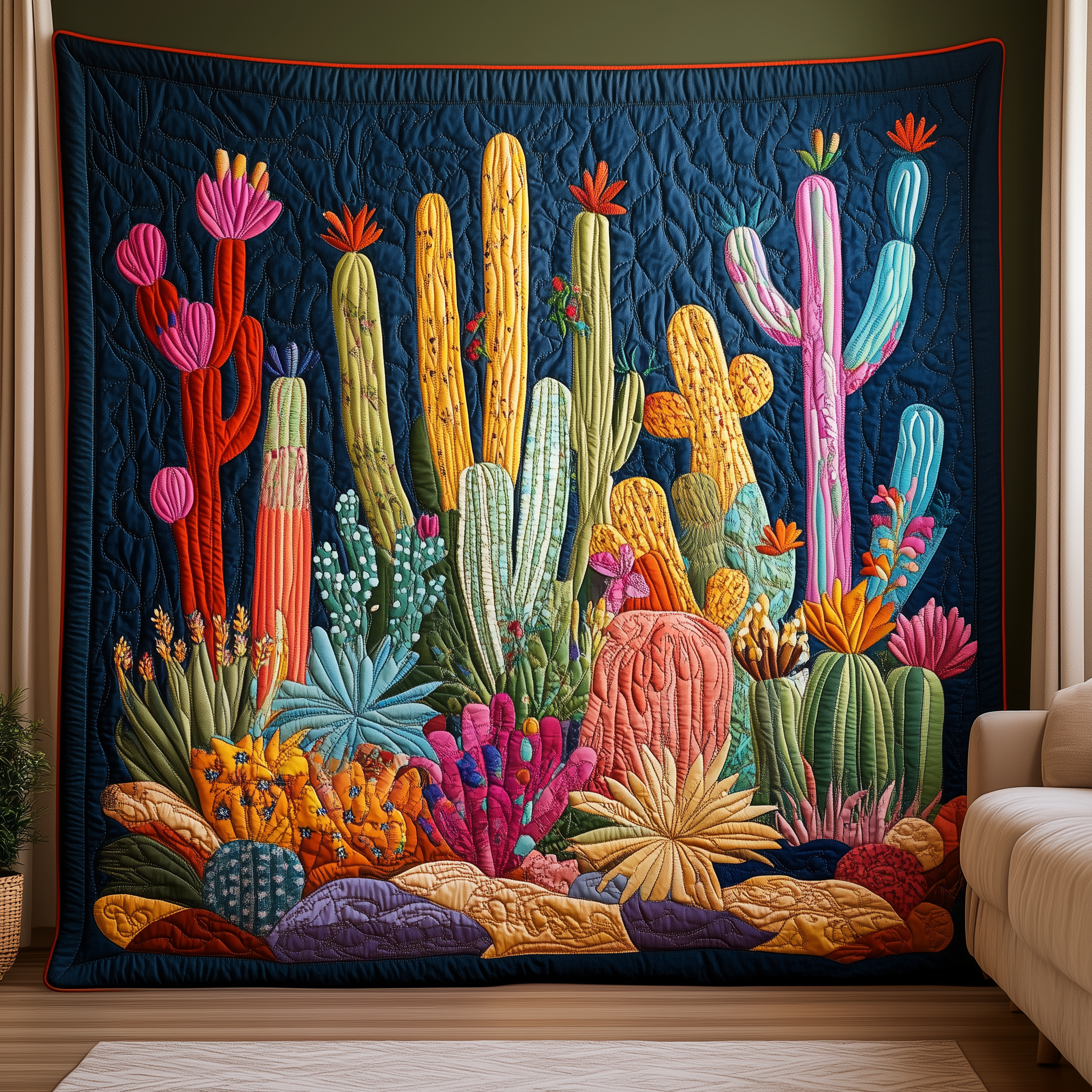 Night Blooming Cactus Quilted Blanket Best Throw Blanket Mother' Day Special Gifts Night Blooming Cactus Quilted Blanket Best Throw Blanket Mother' Day Special Gifts