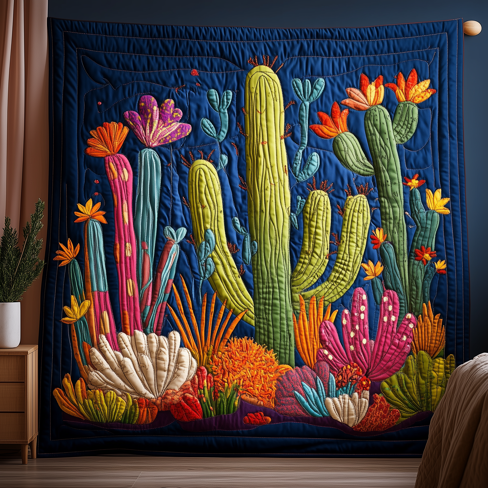 Night Blooming Cactus Quilted Blanket Best Throw Blanket Online Mother' Day Gifts Night Blooming Cactus Quilted Blanket Best Throw Blanket Online Mother' Day Gifts