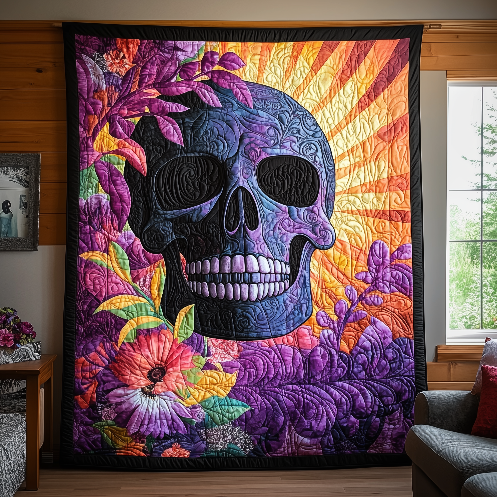 Nightbloom Skull Quilted Blanket Feel Unique with a Blanket Made Just for You Nightbloom Skull Quilted Blanket Feel Unique with a Blanket Made Just for You