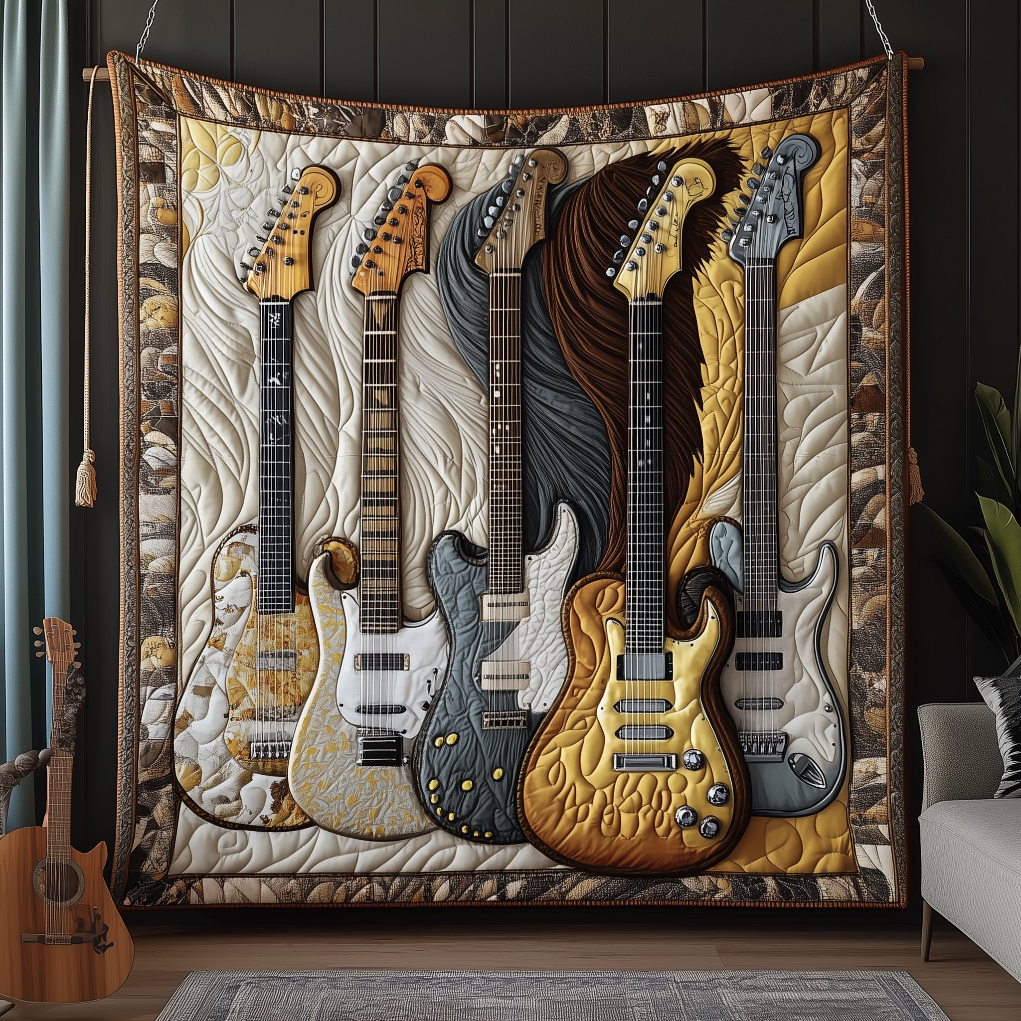 Noble Guitar Quilted Blanket Best Throw Blanket Cool Gifts For Guitar Players Noble Guitar Quilted Blanket Best Throw Blanket Cool Gifts For Guitar Players