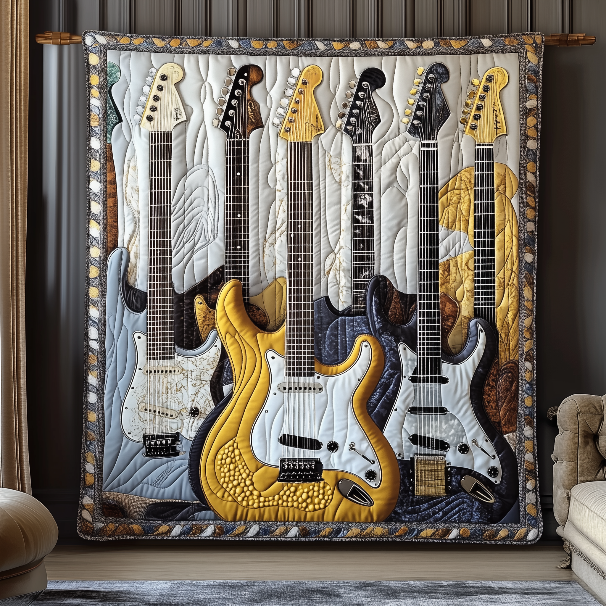 Noble Guitar Quilted Blanket Best Throw Blanket Gifts For Young Guitar Players Noble Guitar Quilted Blanket Best Throw Blanket Gifts For Young Guitar Players