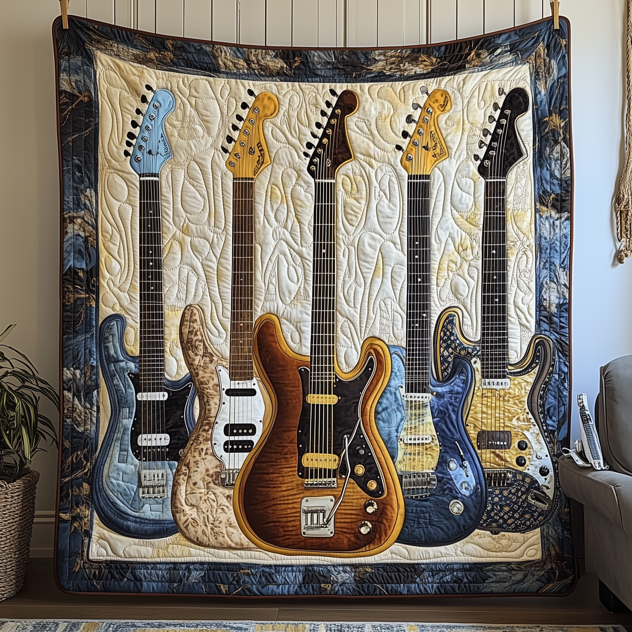 Noble Guitar Quilted Blanket Best Throw Blanket Unusual Gifts For Guitar Players Noble Guitar Quilted Blanket Best Throw Blanket Unusual Gifts For Guitar Players