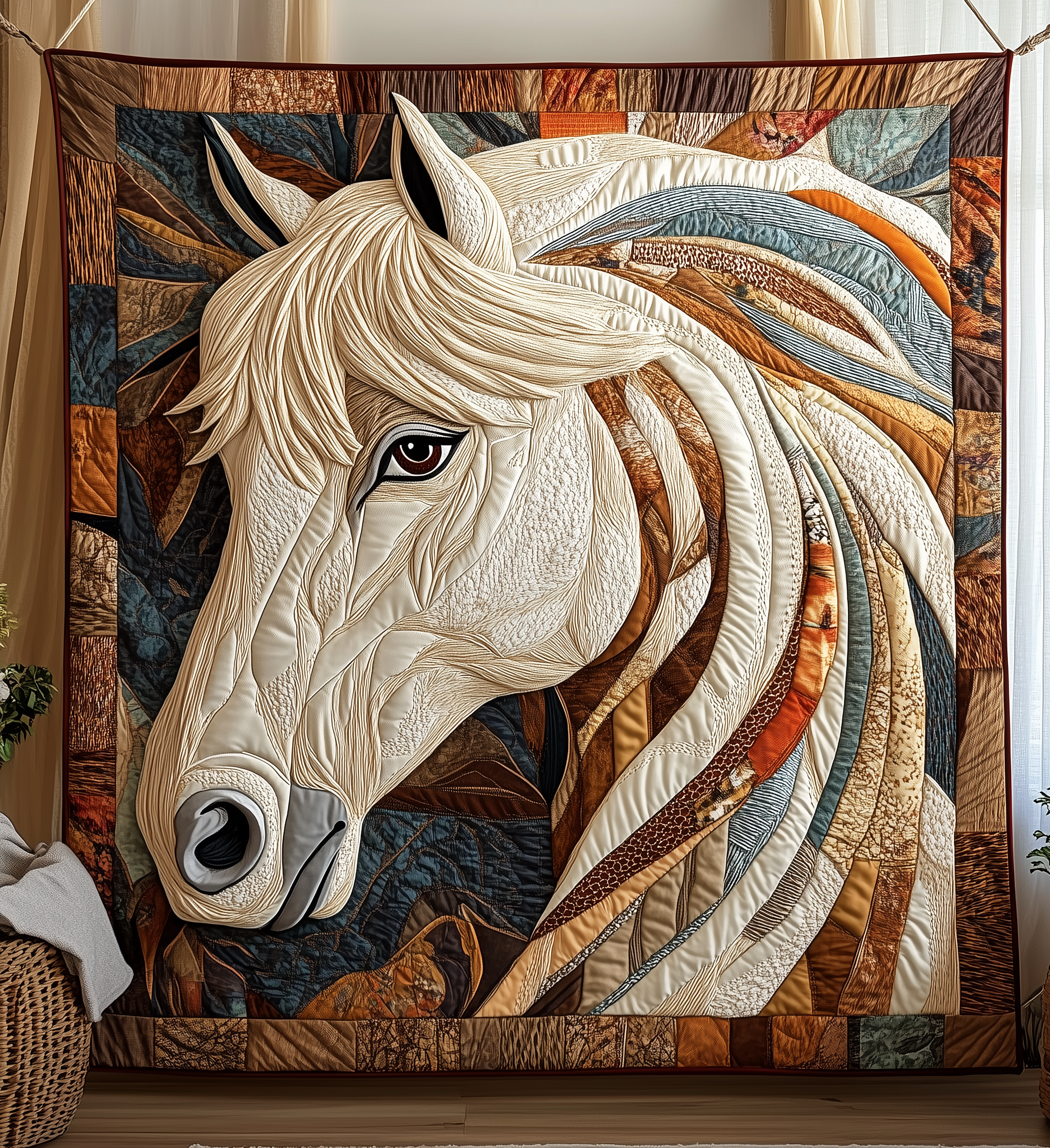 Noble Horse Quilted Blanket Cute Unique Blanket Item Merch Gifts For Horse People Noble Horse Quilted Blanket Cute Unique Blanket Item Merch Gifts For Horse People