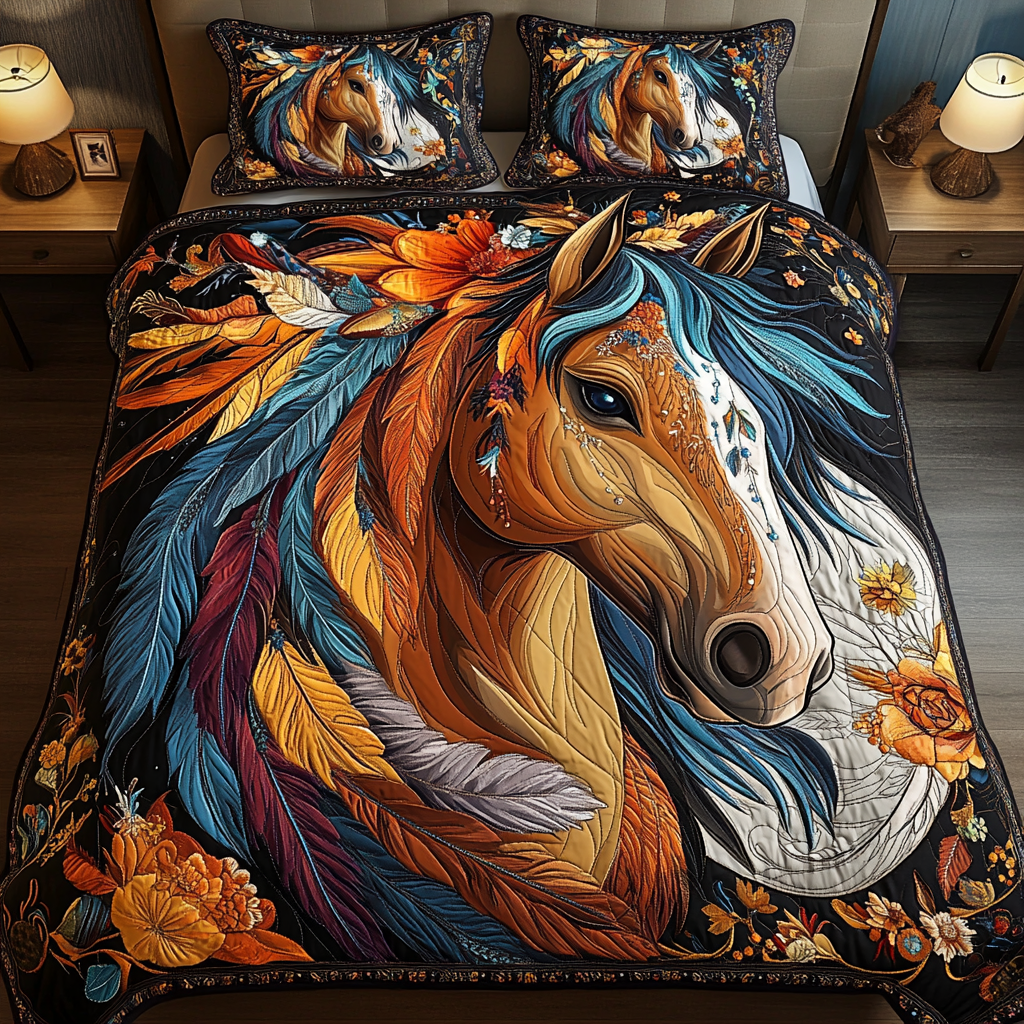 Noble Spirit Quilted Bedding Set Gift Ideas For Horse Lovers Noble Spirit Quilted Bedding Set Gift Ideas For Horse Lovers