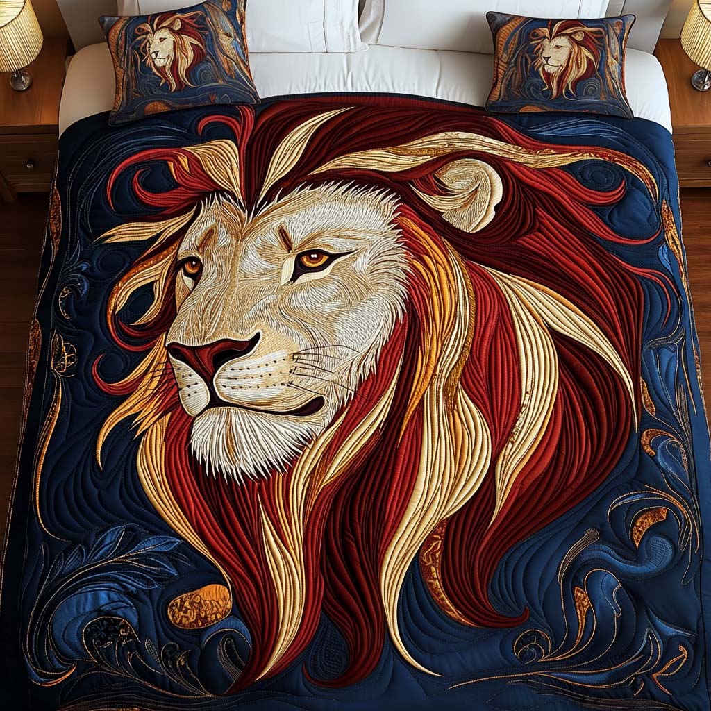 Noble Spirit Quilted Bedding Set Lion Related Gifts Noble Spirit Quilted Bedding Set Lion Related Gifts