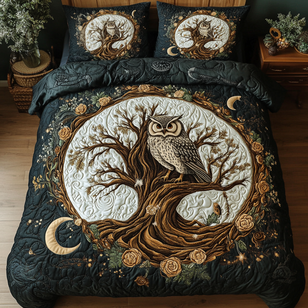 Nocturnal Grace Quilted Bedding Set Owl Presents For Her Nocturnal Grace Quilted Bedding Set Owl Presents For Her