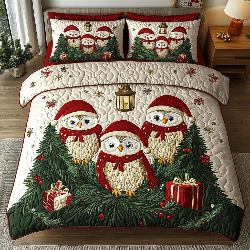Nocturnal Noel Quilted Bedding Set Unique Owl Gifts Nocturnal Noel Quilted Bedding Set Unique Owl Gifts